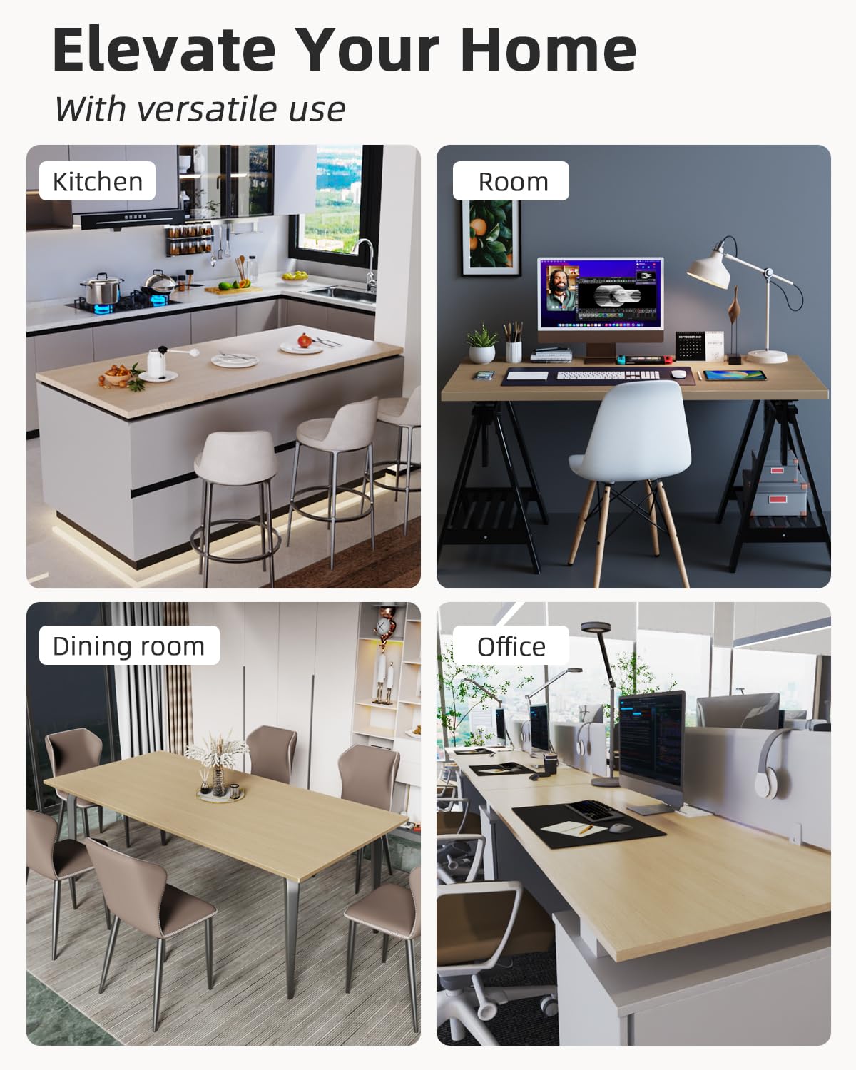 ZATNK Universal 60 x 24 One-Piece Particle Board Table Top, 1" Thick Desktop for Stand Up Height Adjustable Desk Frames, Home Office Tabletop, Countertop DIY, White Oak