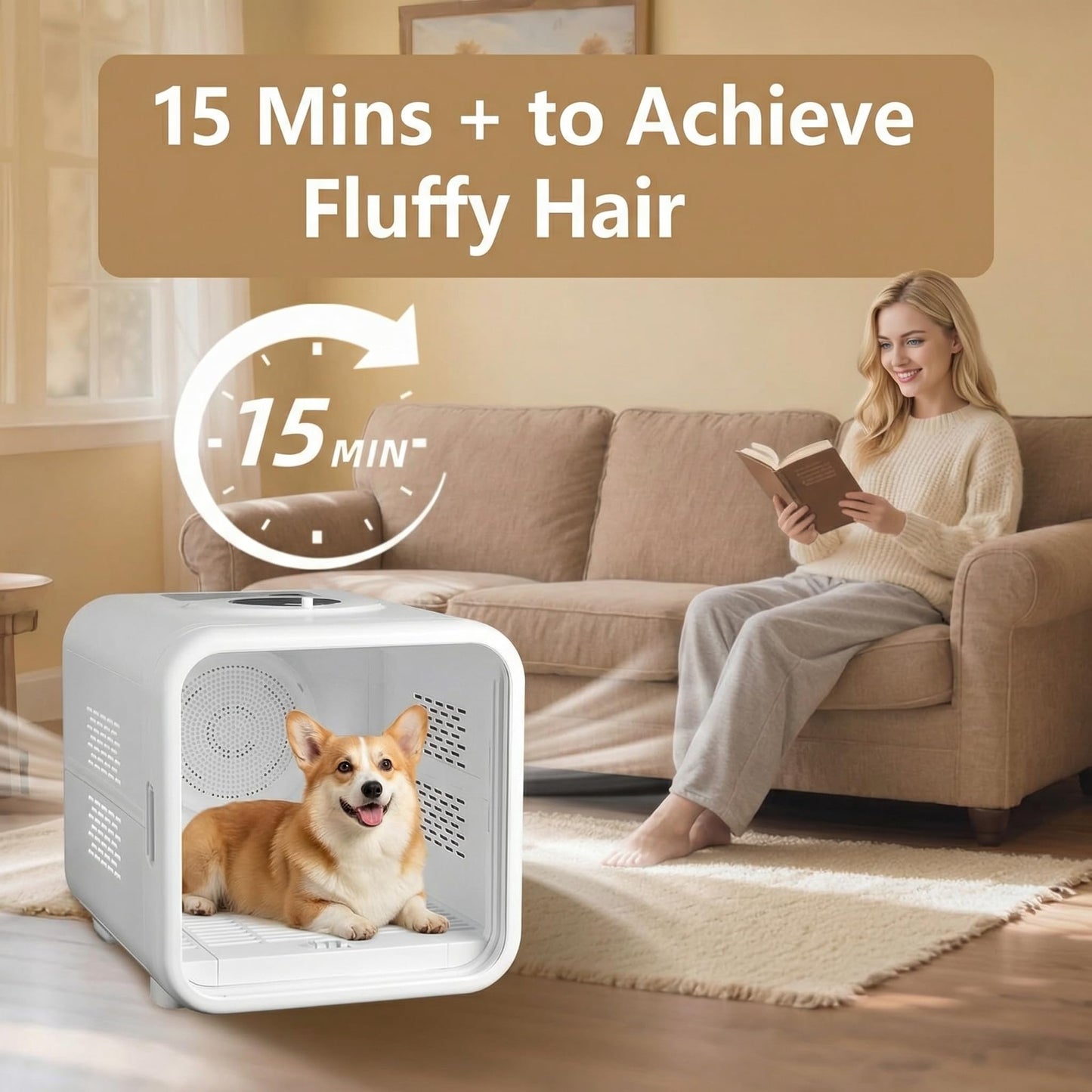 Professional Pet Dryer Box for Dogs & Cats - Fast Drying & Low Noise Blower, Portable Pet Hair Dryer Machine with Adjustable Temperature & Petting Window Small Medium Pets After Bath Grooming at Home