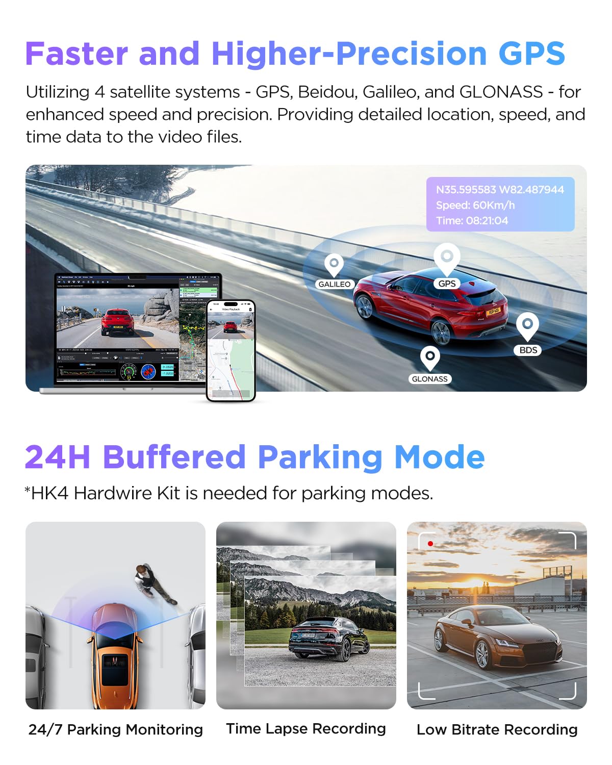 VIOFO A229 Pro 4K HDR Dash Cam, Dual STARVIS 2 IMX678 IMX675, 4K+2K Front and Rear Car Camera, 2 Channel with HDR, Voice Control, 5GHz WiFi GPS, Night Vision 2.0, 24H Parking Mode