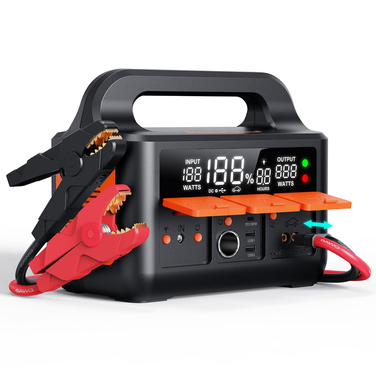 KeenPower 8000A LiFeMnPO4 Jump Starter for All 12V Cars, DC+PD 200W Two-Way Fast-Charging Portable Car Starter (PD Charger NOT Included), 30 Mins Full Charge, Powerful Jump Box w/Large Screen & Light