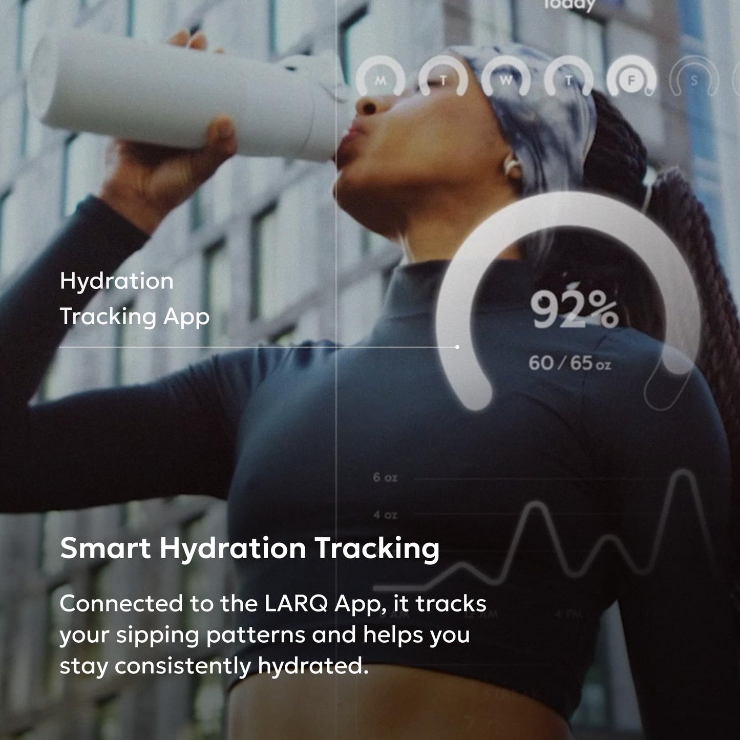 LARQ PureVis 2 Self Cleaning Water Bottle - UV Water Purifier with Filter Straw, Smart App Hydration Tracking, Insulated Stainless Steel - Granite White, 23 Oz