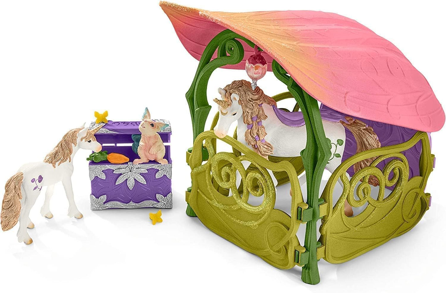 Schleich Bayala - 71 PC Glittering Flower House Playset with Fairy Figure, 2 Cute Unicorn Toys and Fairy Dollhouse Accessories for Girls and Boys - Fantasy Figurine Animal Set for Kids Ages 5+ | 42445
