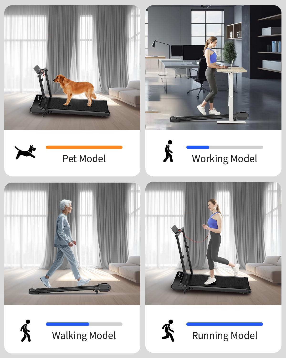 Walking Pad Treadmill with Incline, 300lbs Portable Compact Under Desk Treadmill, 3 in 1 Foldable Walking Pad with Handle Bar for Home Small Office,with Remote Control and LED Display