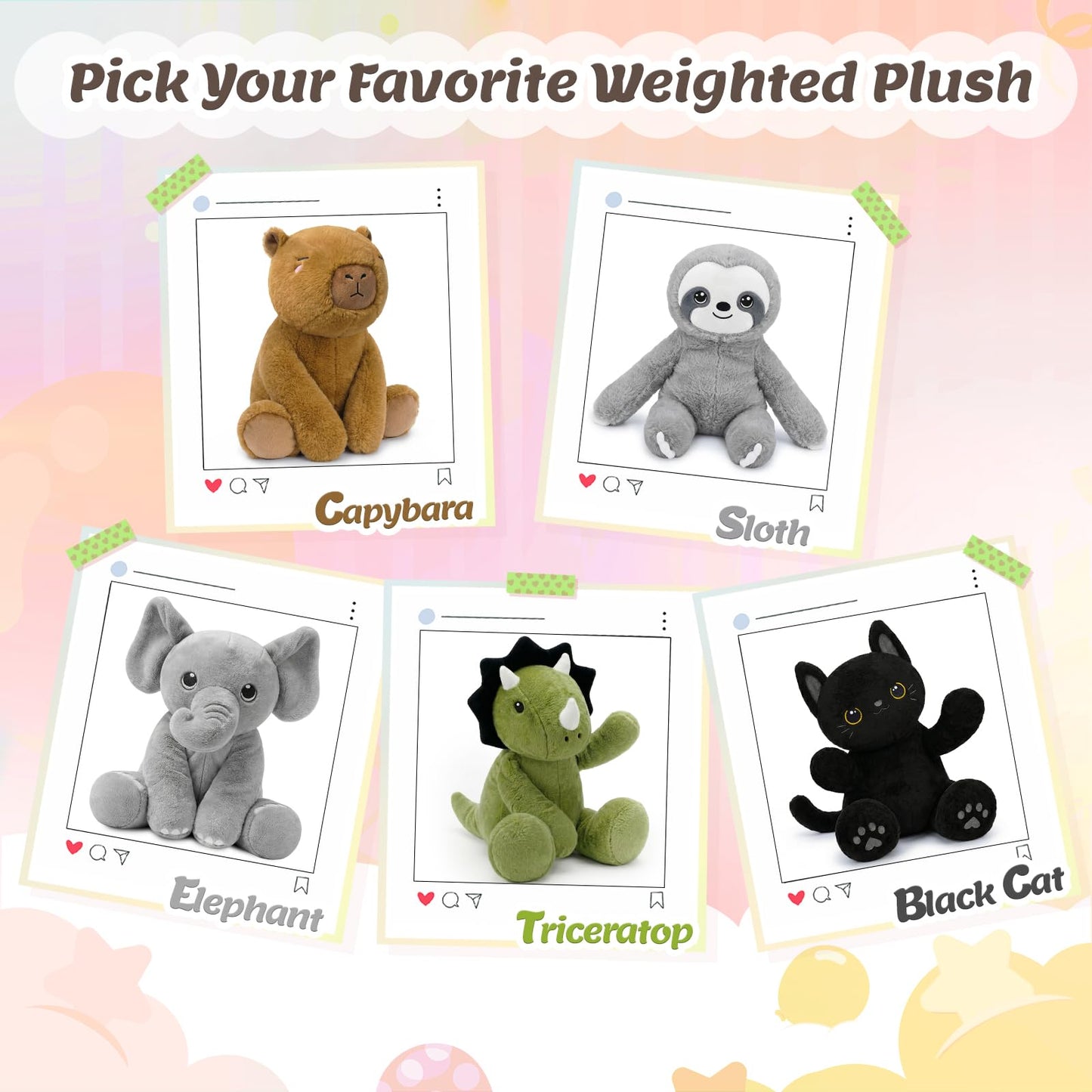 BRICHOEE 5lbs Weighted Stuffed Animals, Elephant Plush Sensory Weighted Elephant Stuffed Animals, Cute Plush Toy Calming Plushie Pillow Birthday Gifts for Adults Baby Kids Boys Girls
