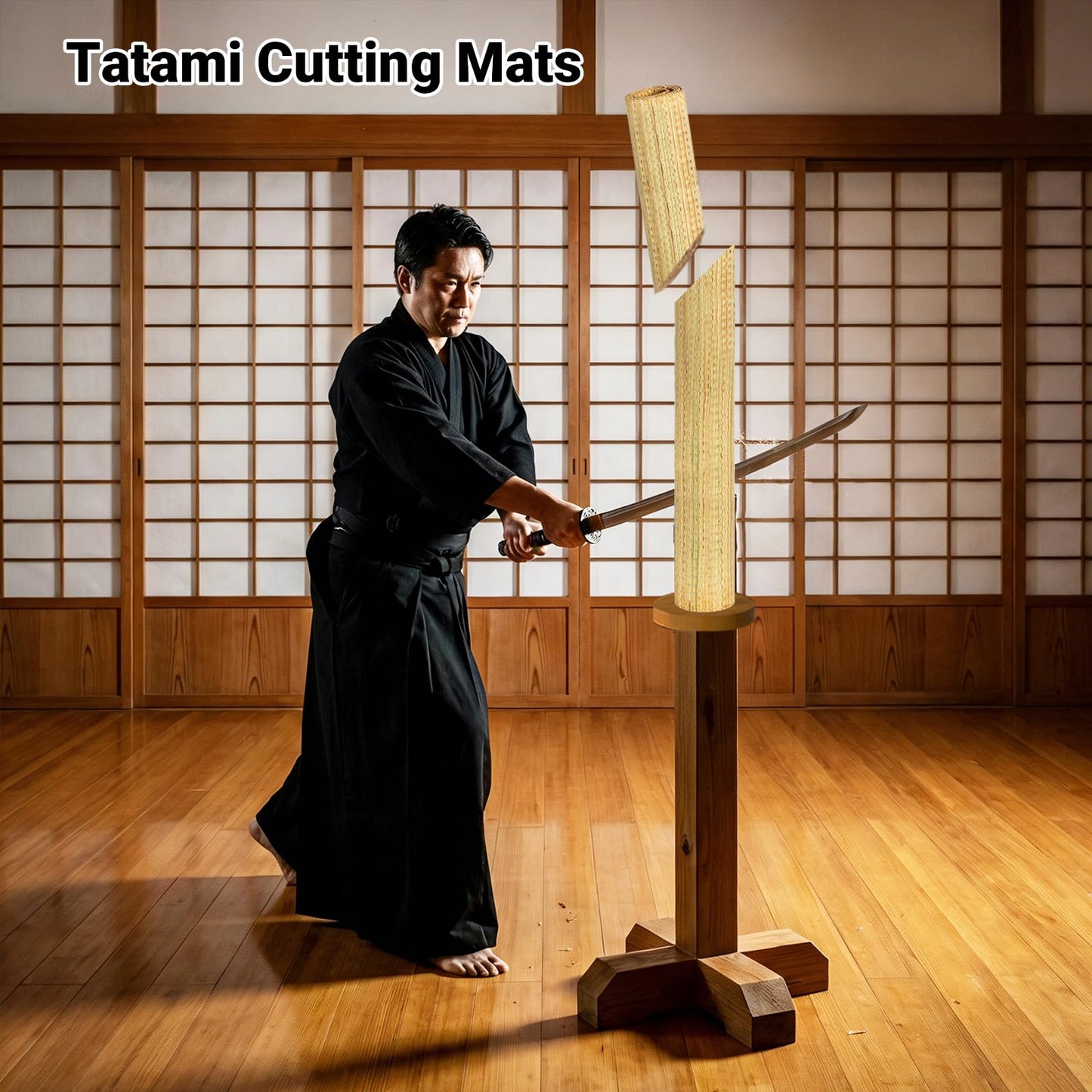 Tatami Mat for Sword Cutting, 20-Pack Authentic Igusa Tatami, 34x71 Inch Unrolled & Hand-Roll Modifiable for Tameshigiri, Iaido, Kenjutsu Training