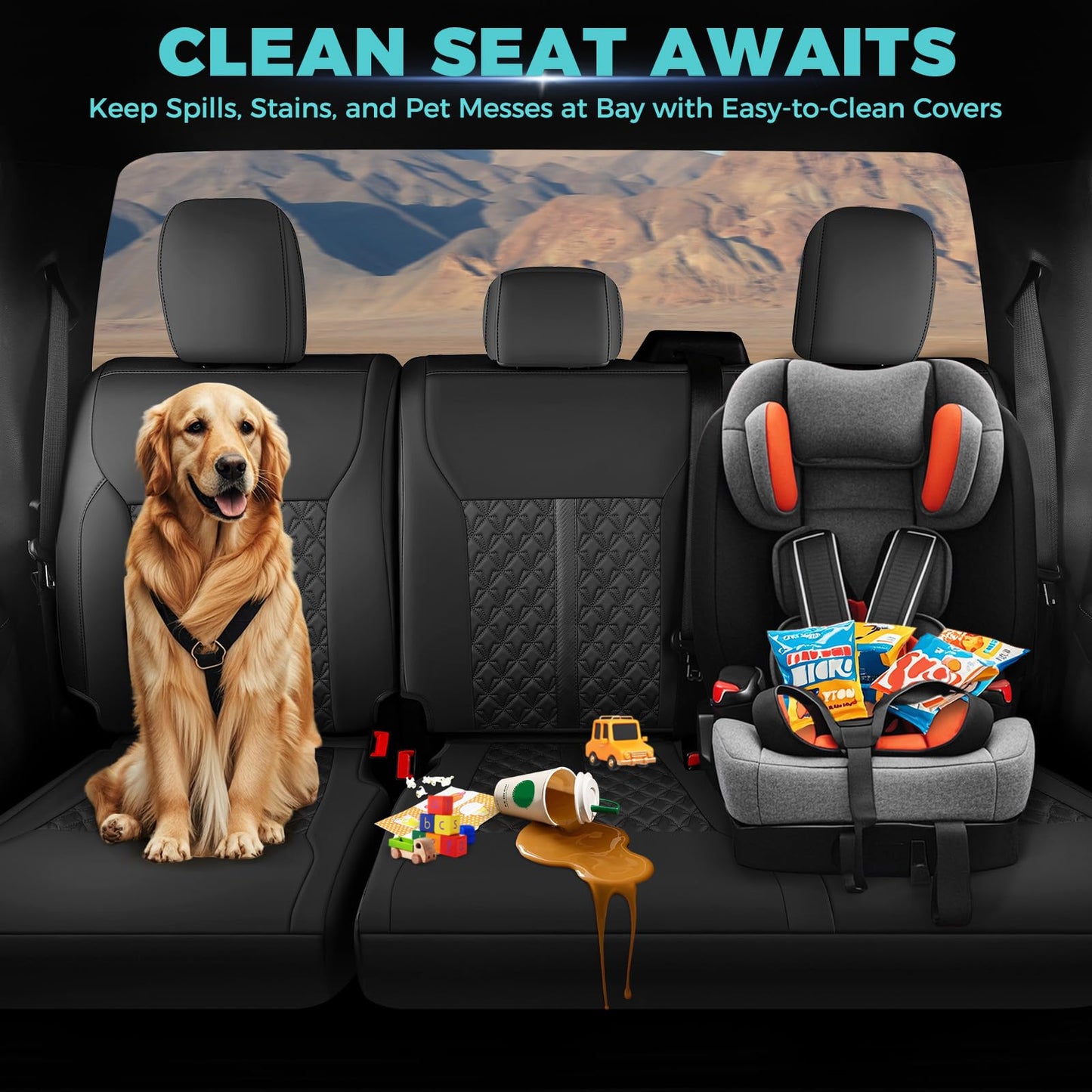 FEINEPRO Custom for Ford F150 Seat Cover 2021 2022 2023 2024 2025 - Custom-Fit Full Set Leather Truck Seat Cover for 2021-2025 F150 XL/XLT/Lariat F150 Accessories