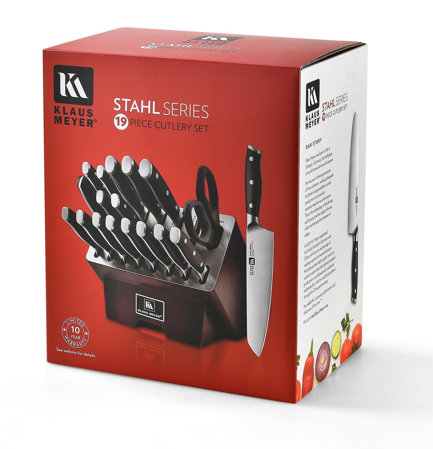 Klaus Meyer Stahl 19 Piece High Carbon Exclusive German Steel Knife Block Set (Black)