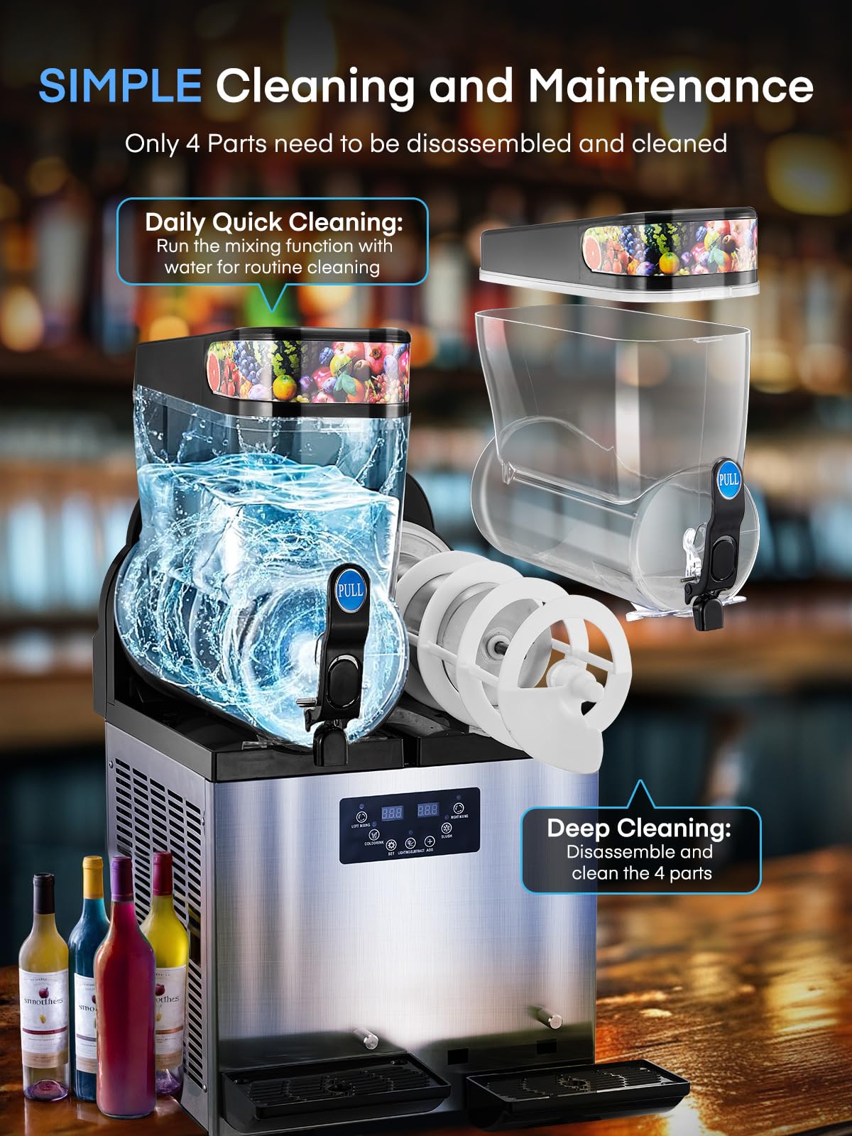 Commercial Slushy Machine 8Gal/30L, Stainless Steel Margarita Smoothie Frozen Drink Machine, 25-Minute-to-Go Slushie Machine & ETL Approval, Margarita Machine for Restaurants Cafe Bars (2 * 15L)