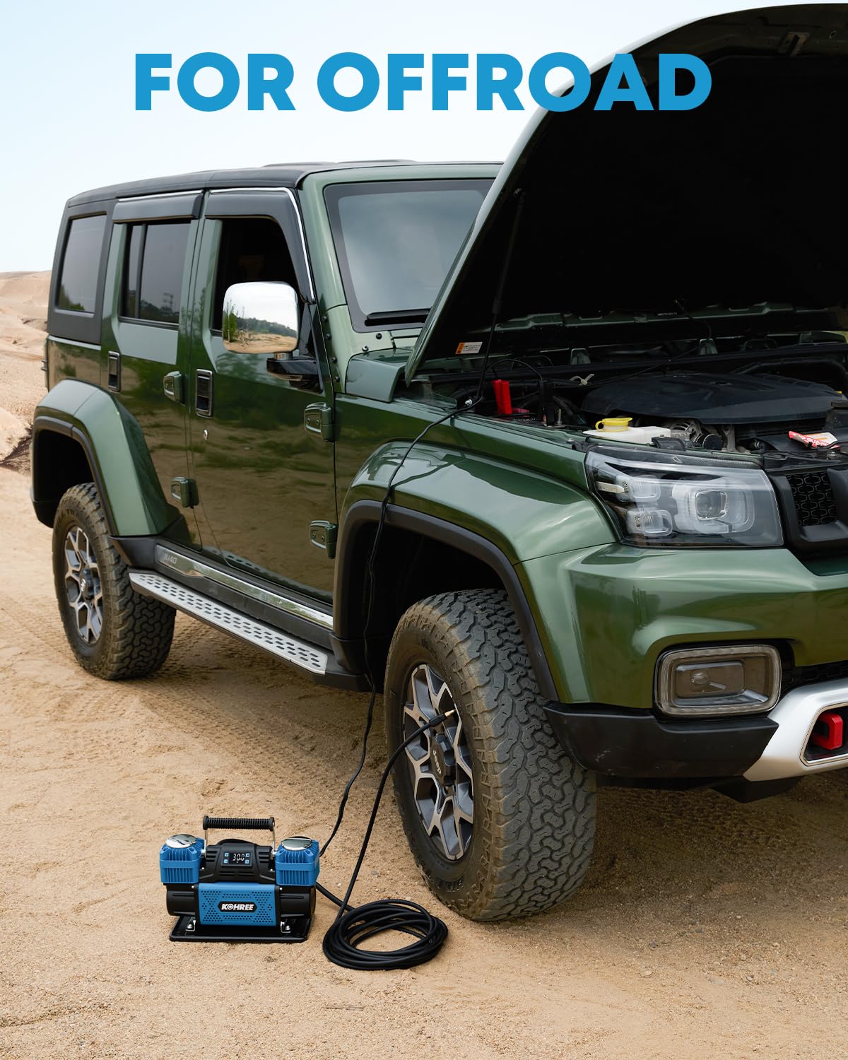 Kohree 12V Dual Cylinder Air Compressor with Digital Display Panel, Heavy Duty 12.35CFM Fast Tire Inflator Tire Pump for Offroad Truck RV 4x4 Vehicle, Max 150 PSI
