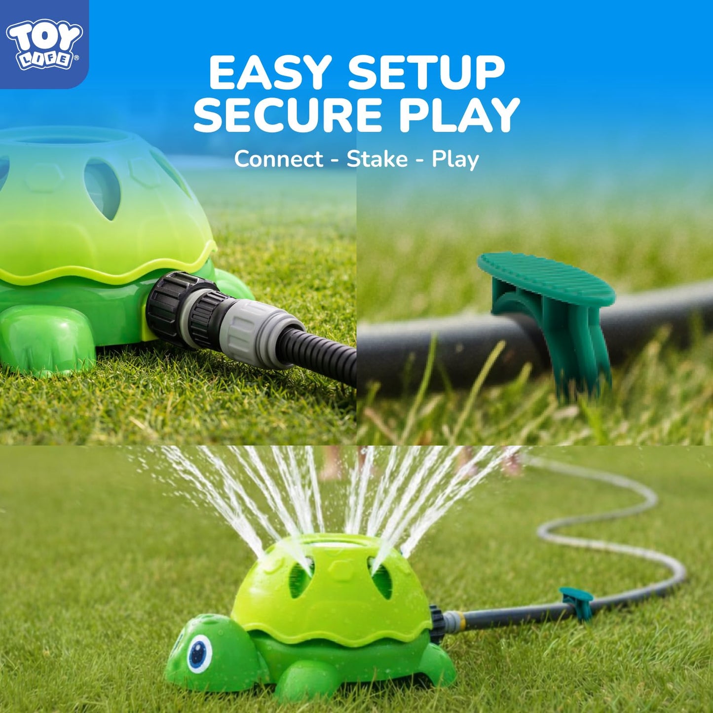 TOY Life 2-in-1 Turtle Sprinkler for Kids with Bubble Machine – Kids Water Sprinkler for Yard, Outdoor Water Toys for Kids Ages 3-5 4-8, Rotating Backyard Sprinkler Toy for Outdoor Summer Water Play