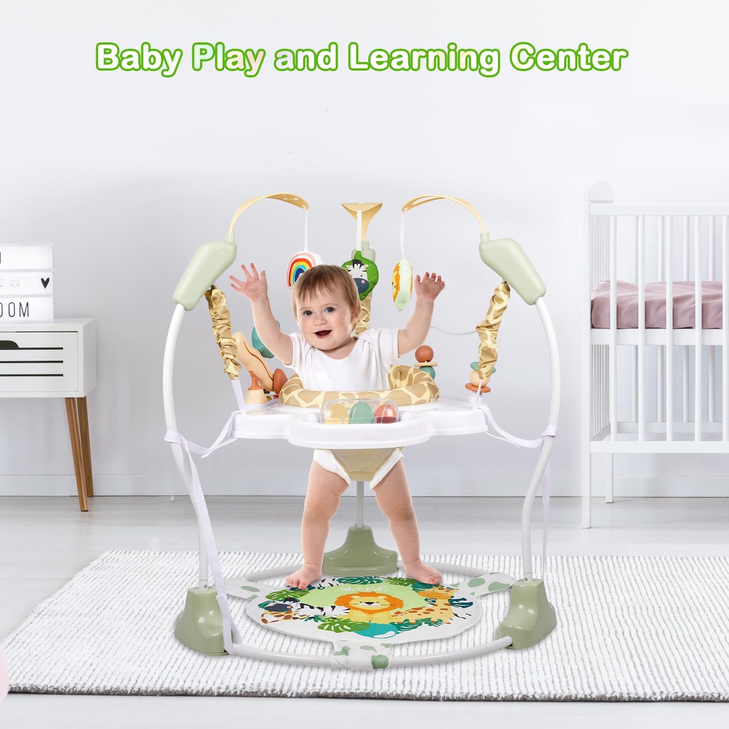 Otrolepota Baby Activity Center, Infant Jumpers and Bouncers with Music, Lights, Infant Toys, 360°Rotating Seat, 3 Adjustable Heights, Baby Play and Learning Center for 6+ Months