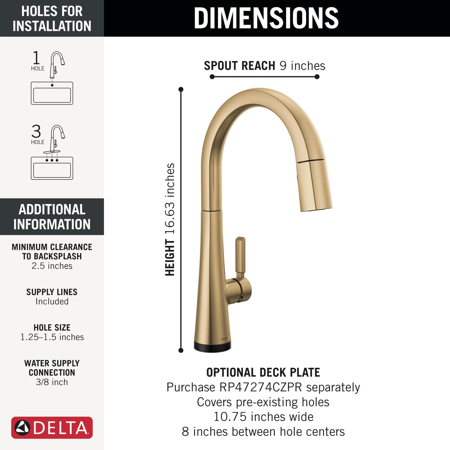 Delta Monrovia Touchless Kitchen Faucet with Touch Technology, Brushed Gold Kitchen Sink Faucet with Pull Down Sprayer, Single Hole, Lumicoat Champagne Bronze 9191TL-CZ-PR-DST