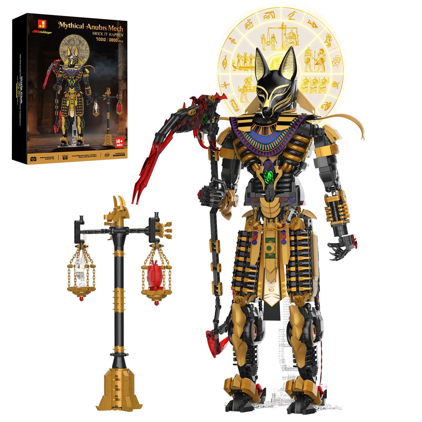 JMBricklayer Anubis Mythical Building Set for Adults, Ancient Egyptian God Building Blcoks, Collectible Mech Model Kits for Home Office Decor, Large Display Statue Gifts for Men & Mythology Lovers
