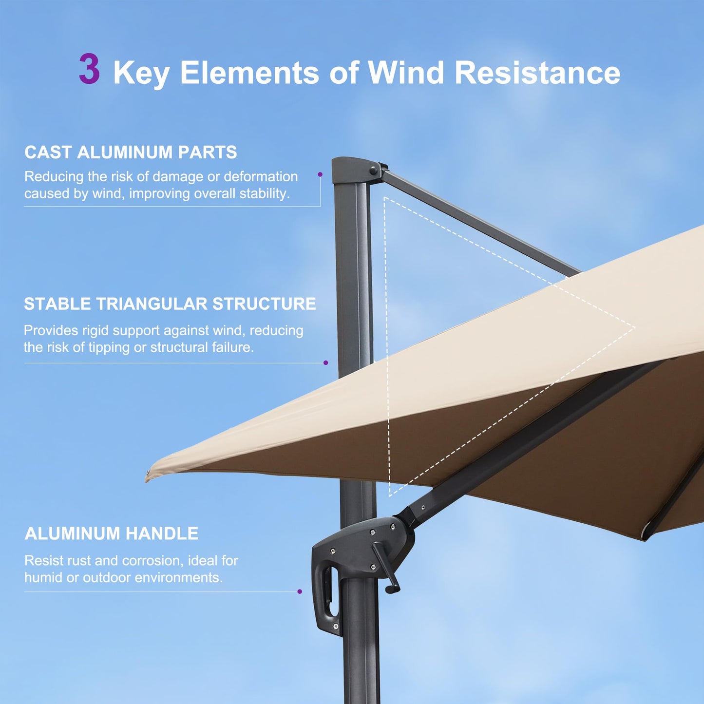 PURPLE LEAF 10' X 13' Cantilever Umbrella with Base Included Patio Outdoor Rectangle Large Deck Heavy Duty Market Sun Umbrella for Garden Backyard Pool Taupe
