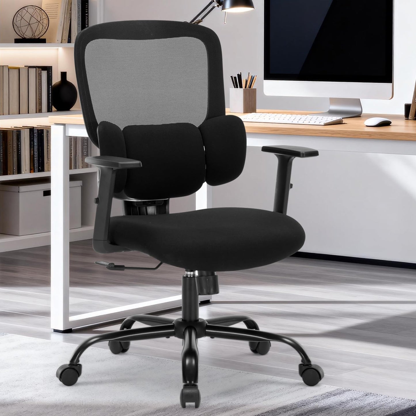 Ergonomic Office Chair, Ergonomic Desk Chair with Adjustable Height, Lumbar Support, High Back Mesh Support with Adjustable Armrests, Task Chairs for Home Office Computer-350LBS