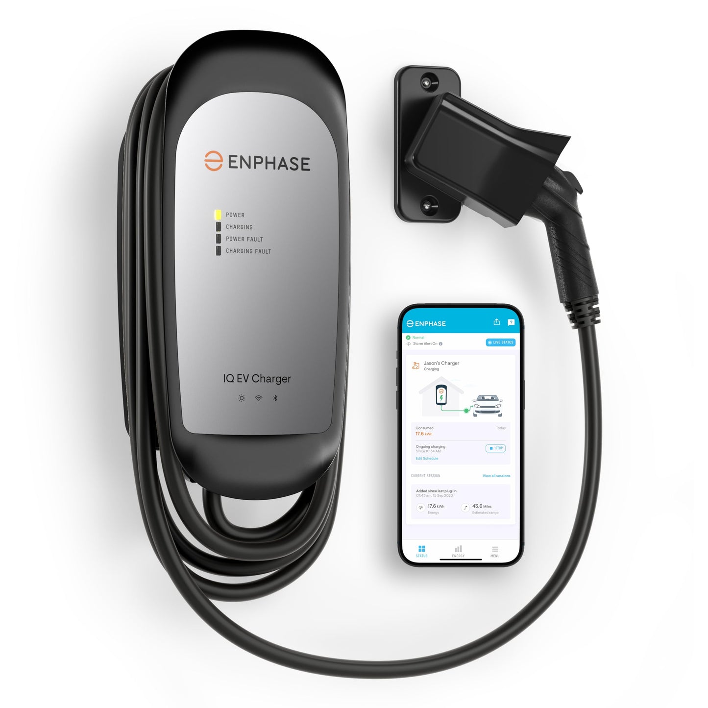 40 Amp Smart Level 2 EV Charger - Enphase IQ 50 (Formerly ClipperCreek), Hardwired, Electric Car Charger with J1772 Connector, 5-Year Warranty, 25ft Cable for Home Use