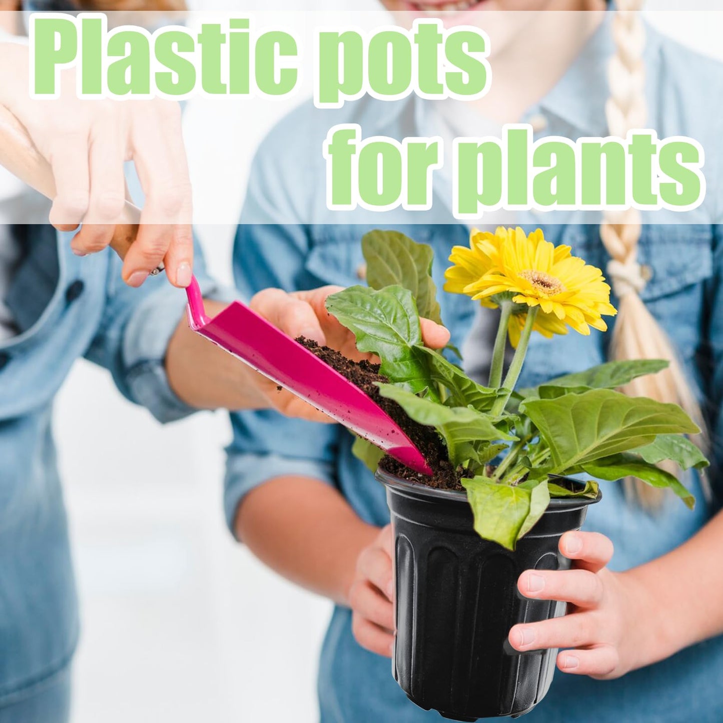 Jgalnim 60 Pack 1 Gallon Nursery Plant Pots,Thickened Flexible Plastic Seedling Pot with Holes,Flower Plant Container for Succulents,Cuttings,Transplanting,Home Garden(Black)