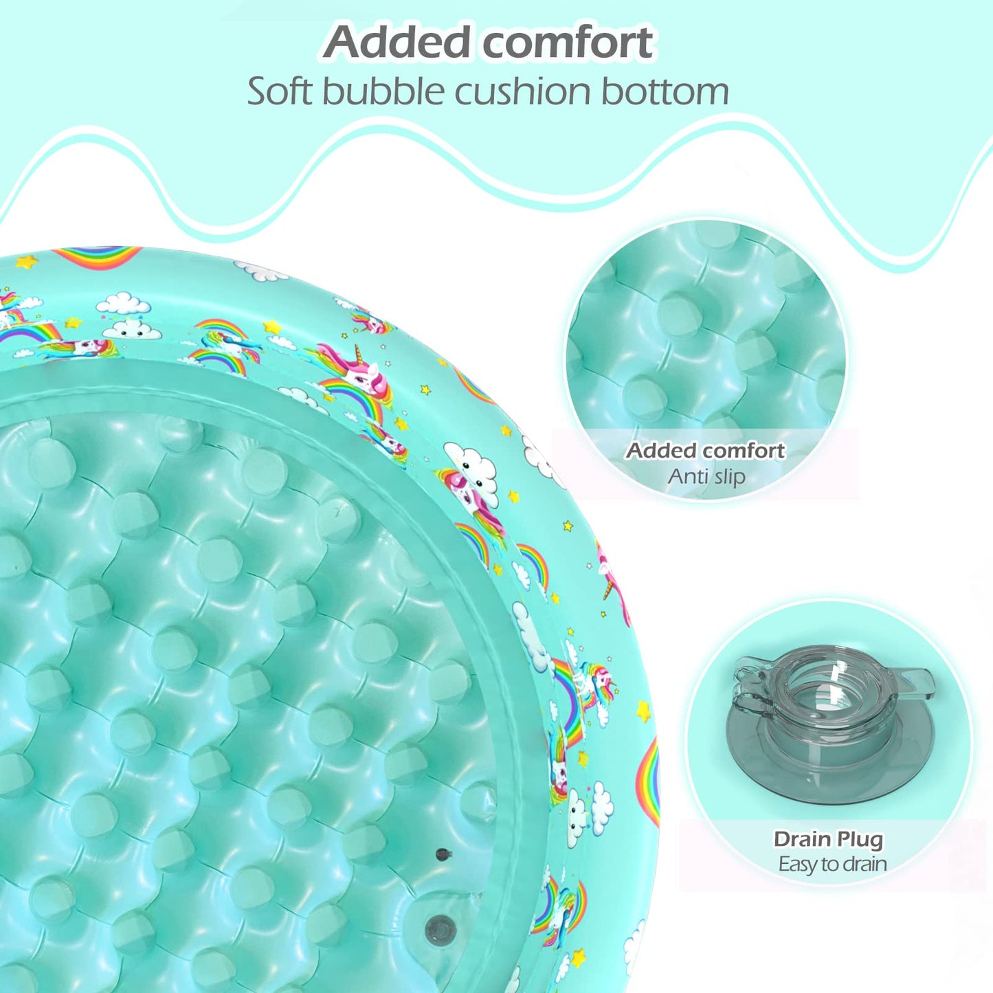 Jasonwell Inflatable Baby Kiddie Pool - Toddler Pool Kids Paddling Baby Swimming Pools Blow Up Ball Pit Infant Wading Pools for Backyard Piscina Inflable para Niños (59in Unicorn)