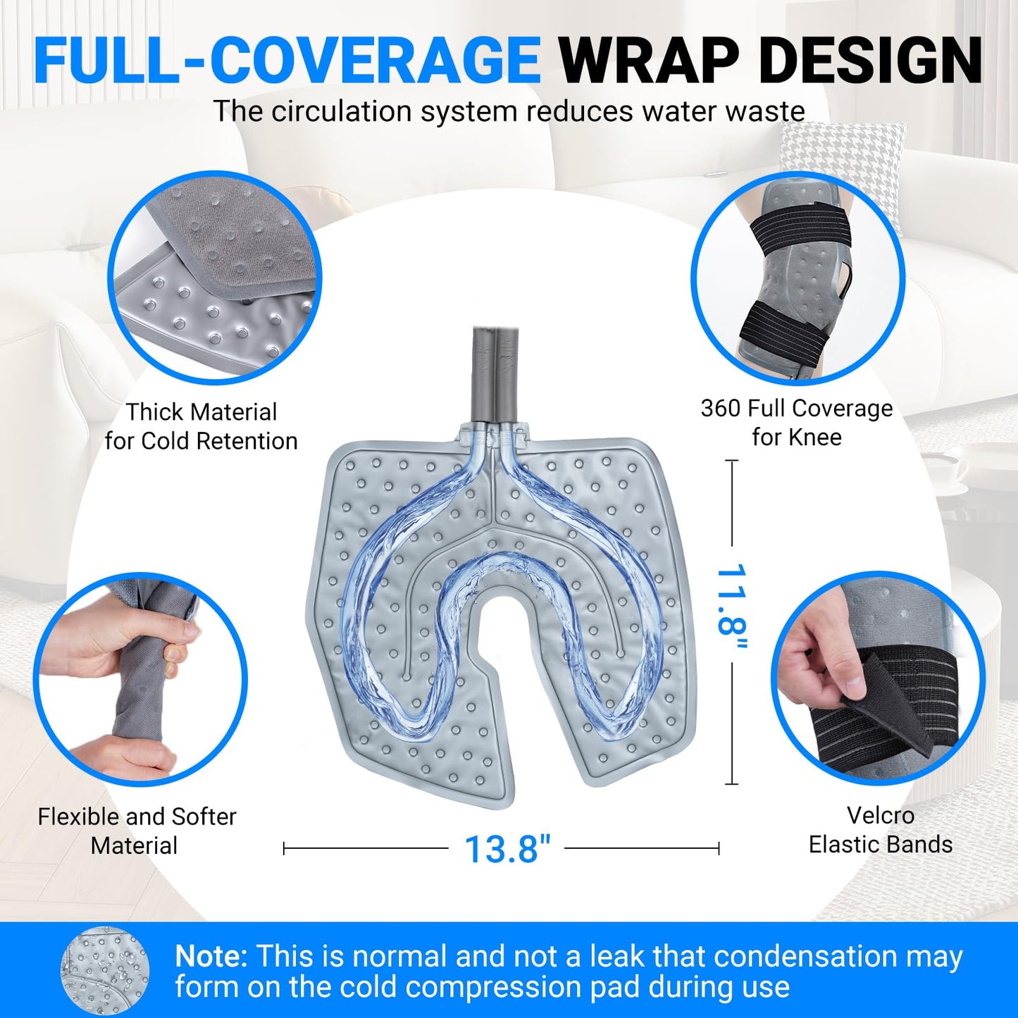 Ice Machine for Knee After Surgery - Programmable Cold Therapy Machine, Portable Ice Therapy with Quiet Pump, Digital Timer, 12Hrs Cooling for Knee Replacement Recovery & Sports Injury Pain Relief