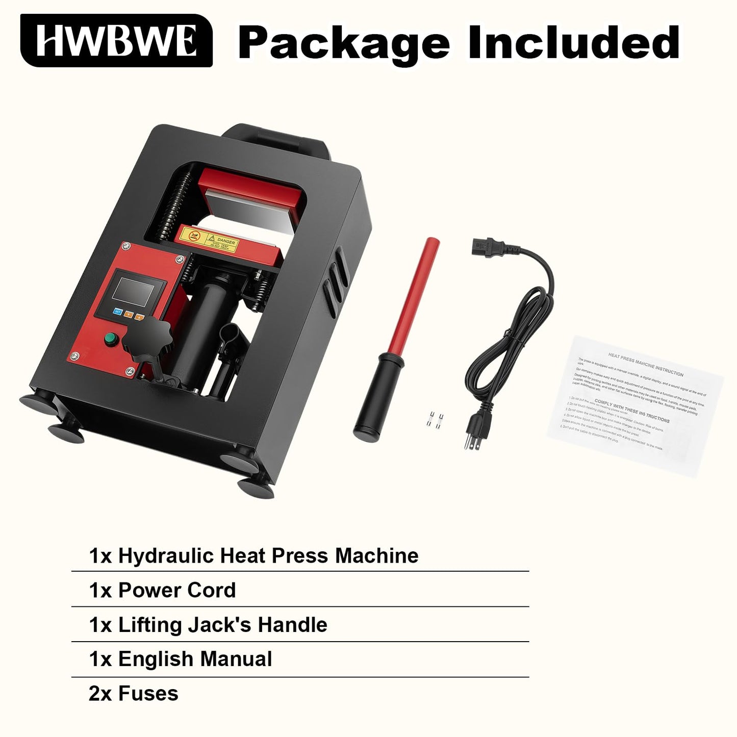 5 Ton Hydraulic Heat Press Machine, Portable Manual Heat Press Machine with LCD Display and Liftable Handle, Heavy-Duty Heat Press for Printing Heat Transfer Equipment