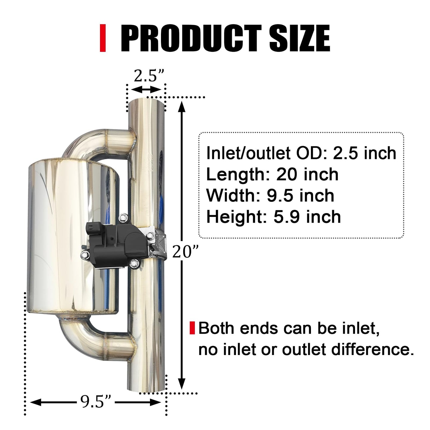 2.5 Inch Electric Valved Muffler Exhaust Cutout with Muffler Cat Back Exhaust System Kit