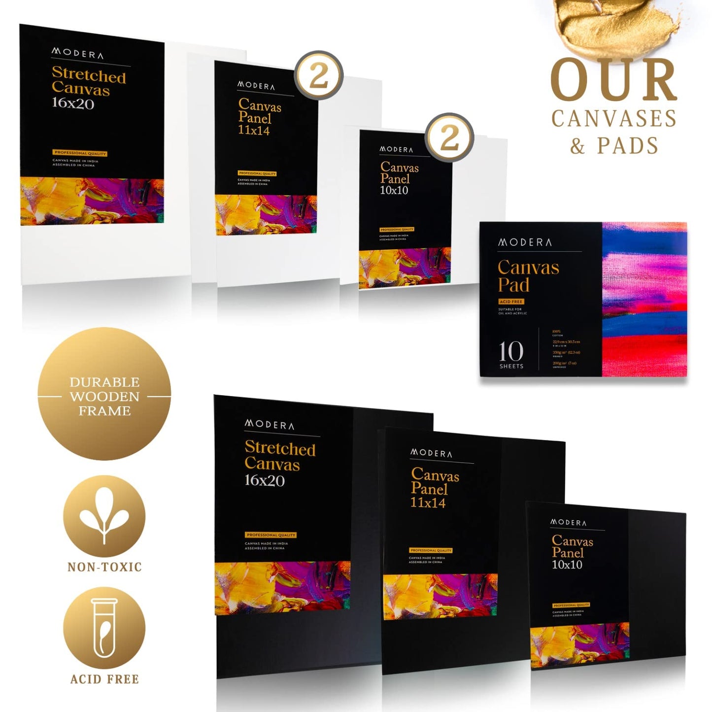 163-Piece French Easel Painting Set | All-in-One Deluxe Artist Starter Kit w/Wooden Field & Studio Sketch Box Easel for Adult, 100+ Professional Paints, Stretched & Panel Canvases, Brushes, Palettes