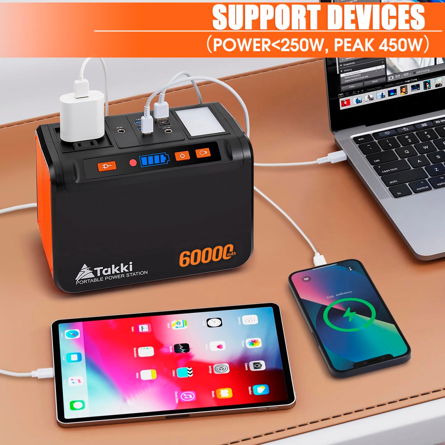 Takki Solar Generator 250W Portable Power Station with 40W Solar Panels 222Wh Pure Sine Wave Camping Lithium Battery Power Pack with AC 110V Outlet for Camping CPAP Home Use Emergency Outdoor
