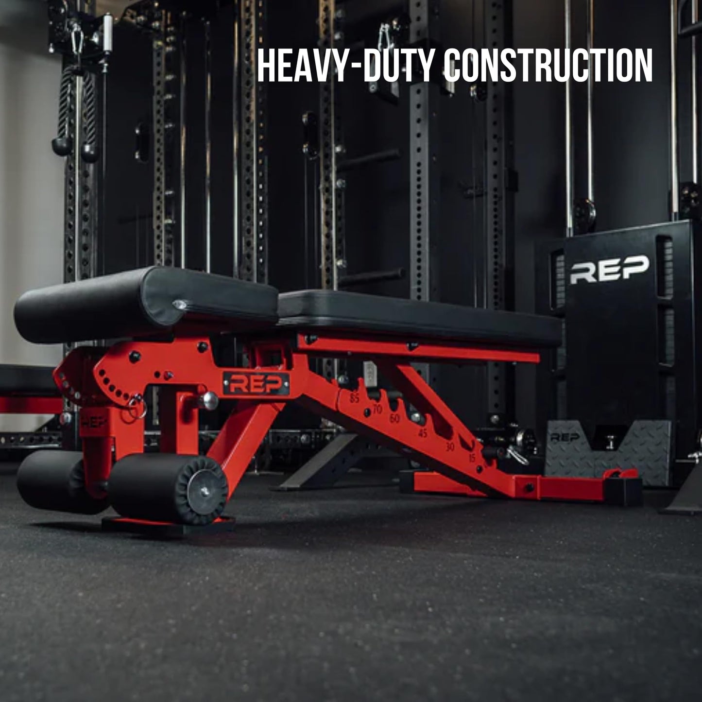 REP Foldable Incline Decline Bench | FID Platform for Home Gym | Compact Portable Fitness Stationary Equipment | Heavy Duty Strength Training Chair | Adjustable Sit-up Dumbbell Workout Support, Matte Black