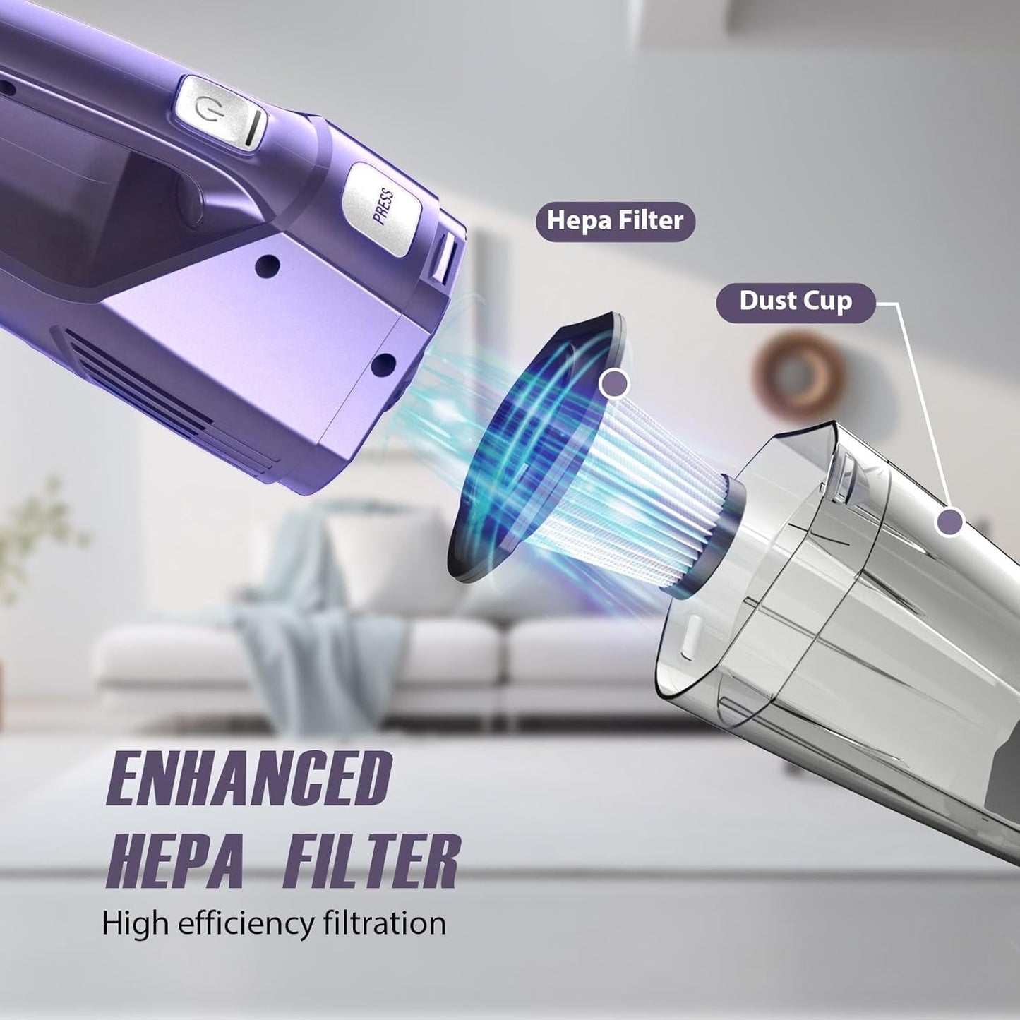Bossdan Handheld Vacuum Cordless – Car Vac Portable with 8KPA & Multi Accessories & Low Noise, Lightweight Hand Held Vacuum Cordless Rechargeable for Car/Home/Dust/Pet Hair, Mine Portable Vacuum