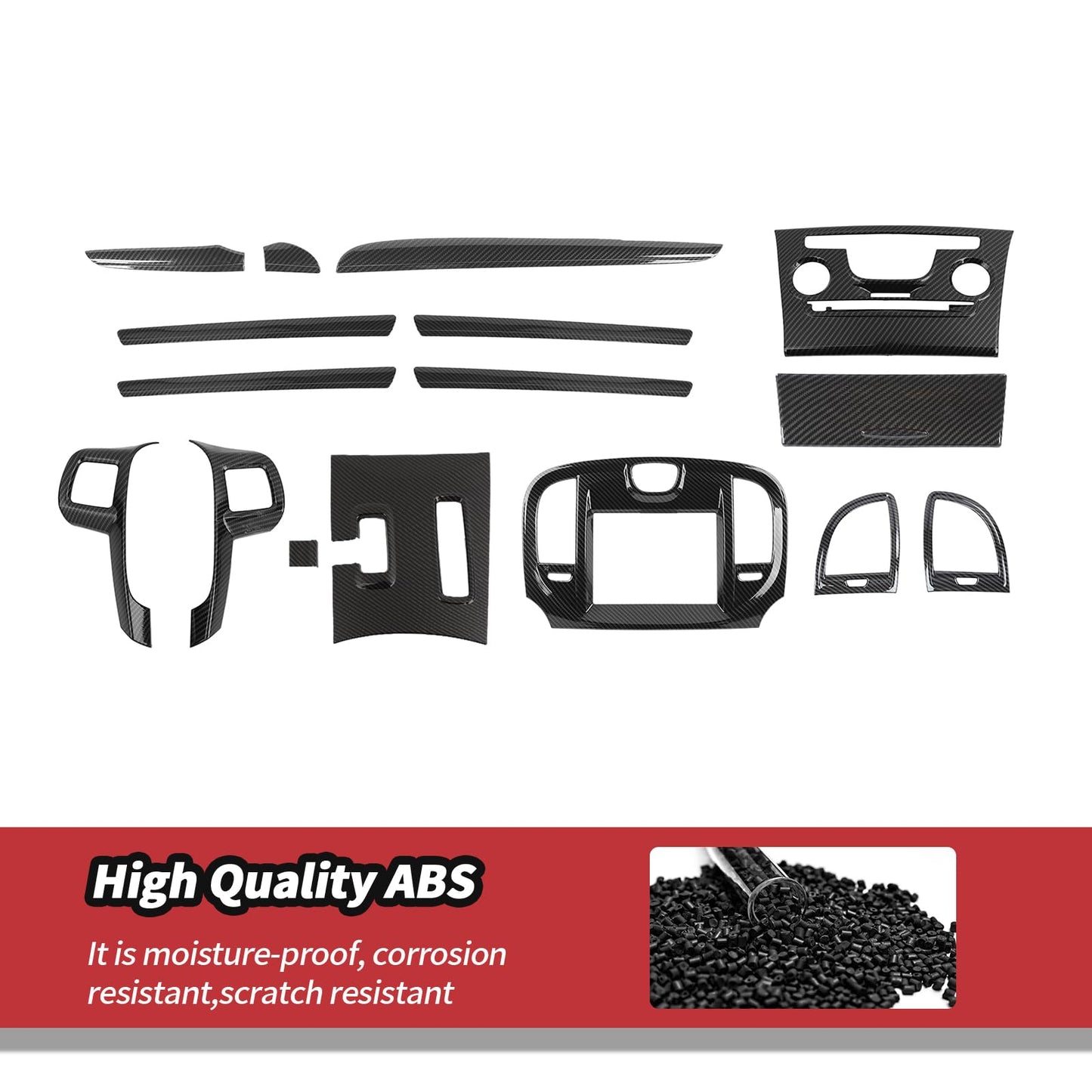JeCar 16pcs Full Set Carbon Fiber Interior Trim Kit for 2011-2014 Chrysler 300/300C