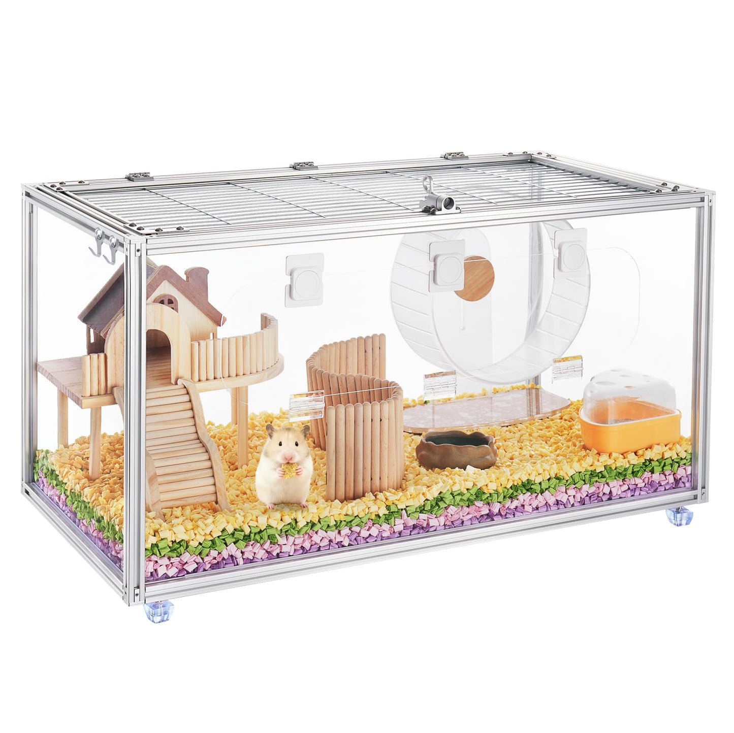 BESNEW Chewproof T Slot 2020 Aluminum Profile Hamster Cage,Large Hamster Cages,Top & Front Openable,Standard Aluminum Profiles for DIY Pet Habitats