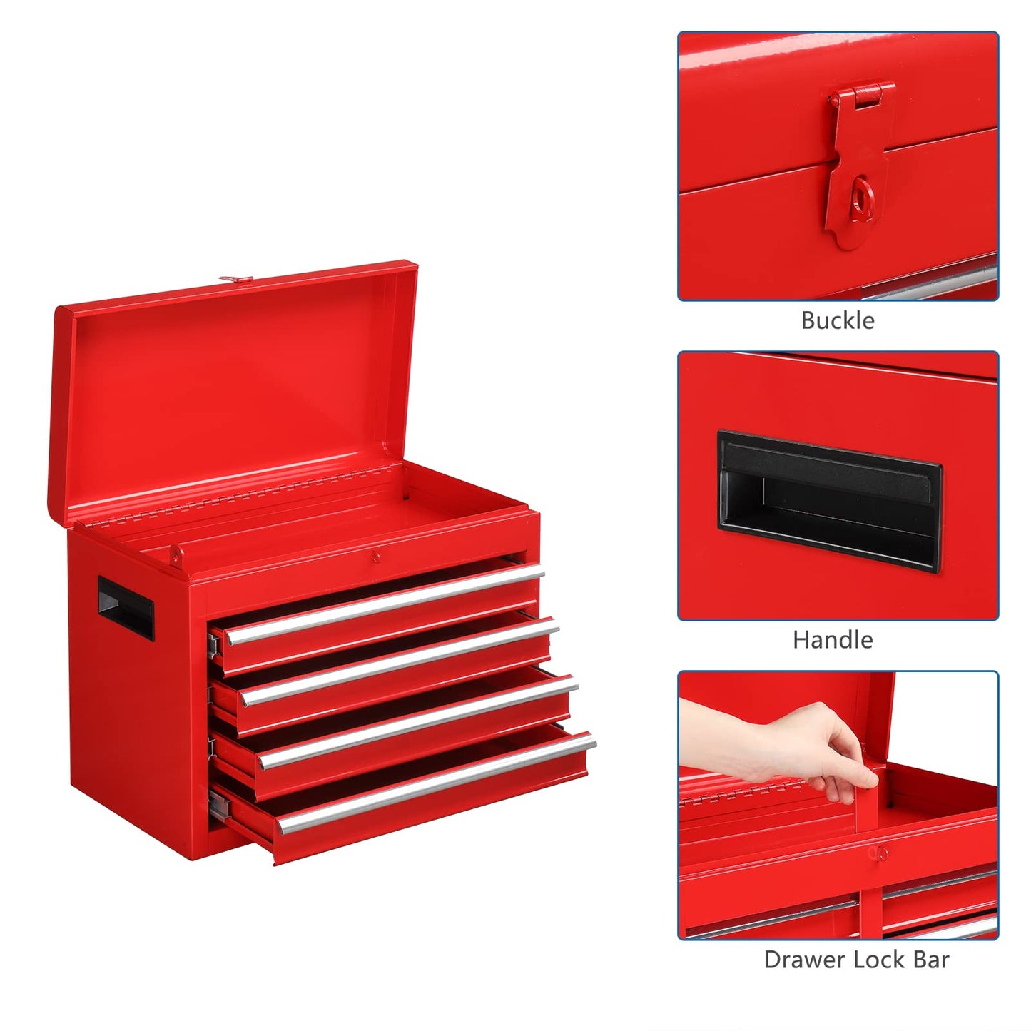 TUFFIOM 5-Drawer Rolling Tool Chest, Tool Storage Cabinet w/Drawers, Lockable Wheels, Detachable Top & Adjustable Shelf, Mechanic Tool Organizer Box for Garage, Workshop, Warehouse & Repair Shop