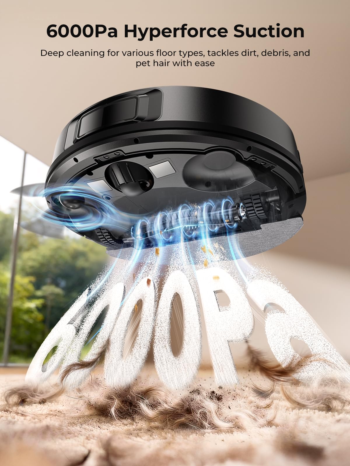 Robot Vacuum and Mop, Upgraded Bagless Robot Vacuum Cleaner with Self-Emptying, 6000Pa Robotic Vacuum with LiDAR Navigation, Smart Mapping, Schedule, App/Alexa Control for Carpet/Pet Hair, Q20 Ultra