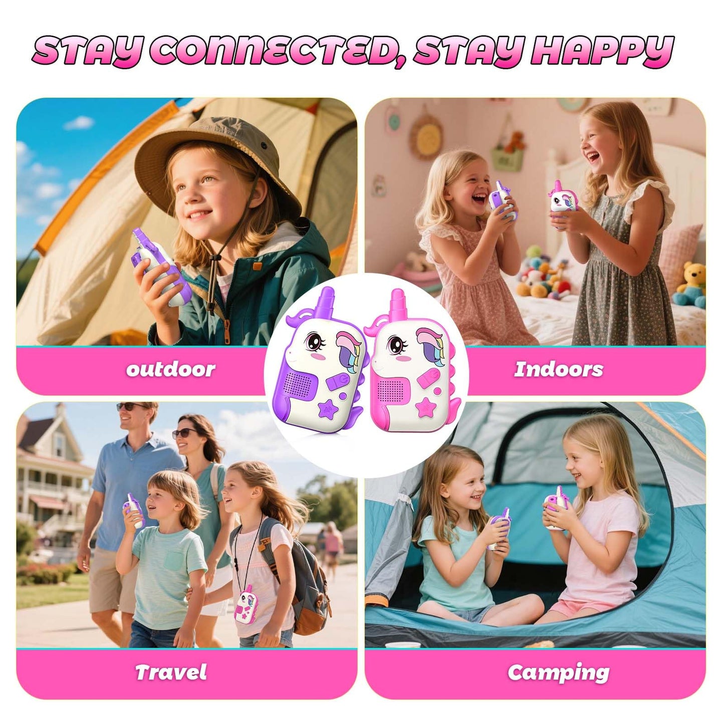 Rechargeable Walkie Talkies Toys for Girls: Unicorn Toys Walkie Talkies for Kids 2 Pack Birthday Gifts for 3 4 5-7 Year Old Girls Toy for 4 5 6 7 Year Old Grandkids Camping Outdoor Games