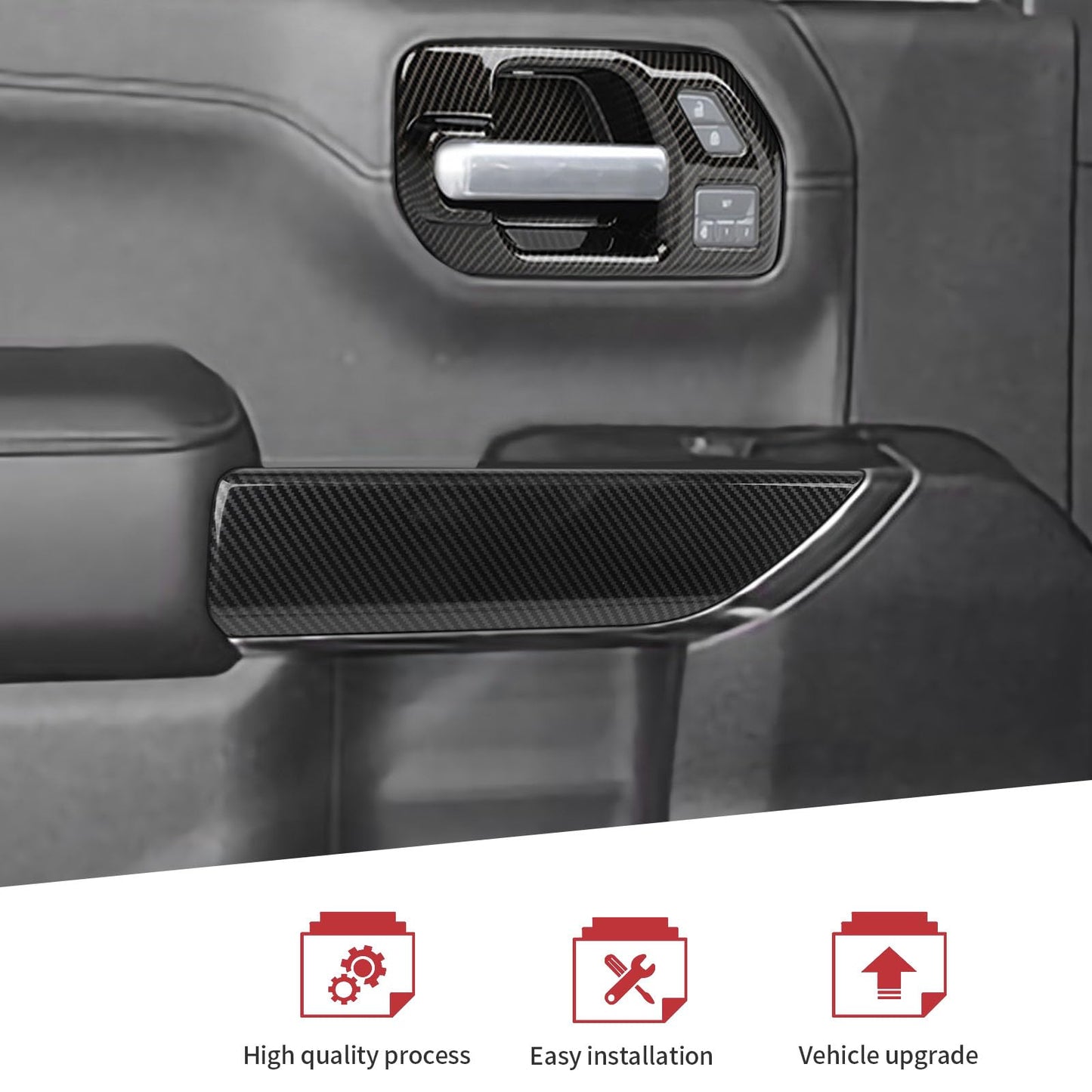 JeCar 24pcs Carbon Fiber Interior Trim Kit for 2019-2021 Chevrolet Silverado Interior Accessories