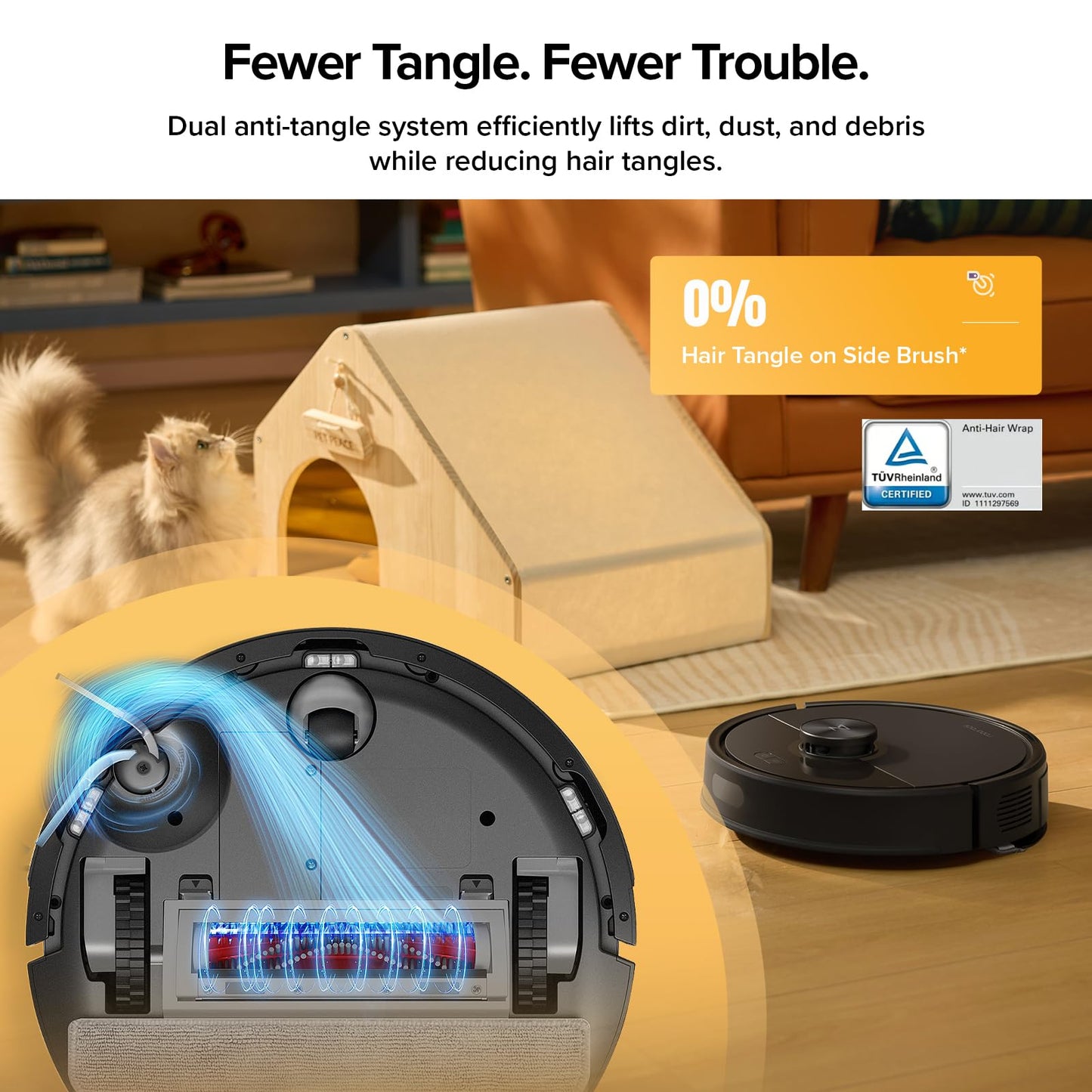 roborock Q7 M5+ Robot Vacuum and Mop, Upgraded from Q5 Max+, Up to 7-9 Weeks Self-Empty, 10000Pa Suction, Dual Anti-Tangle System for Pet Hair & Carpet, PreciSense LiDAR Navigation, App Control, Black
