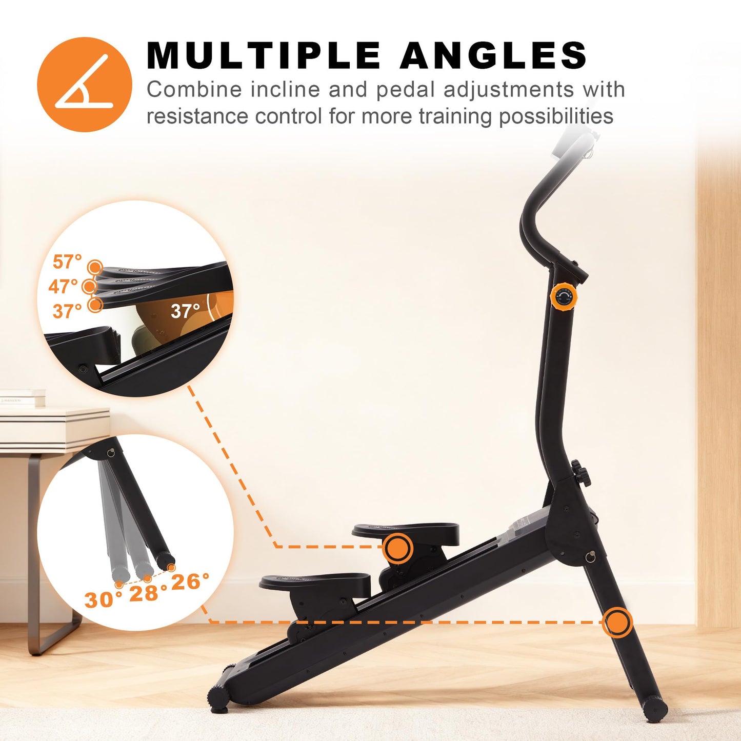 Magnetic Stair Stepper for Home, 16-Level Adjustable Resistance up to 77LBS, 350LBS Capacity, with Cup Holder & Bluetooth APP, Folding Compact Cardio Climber(Black)
