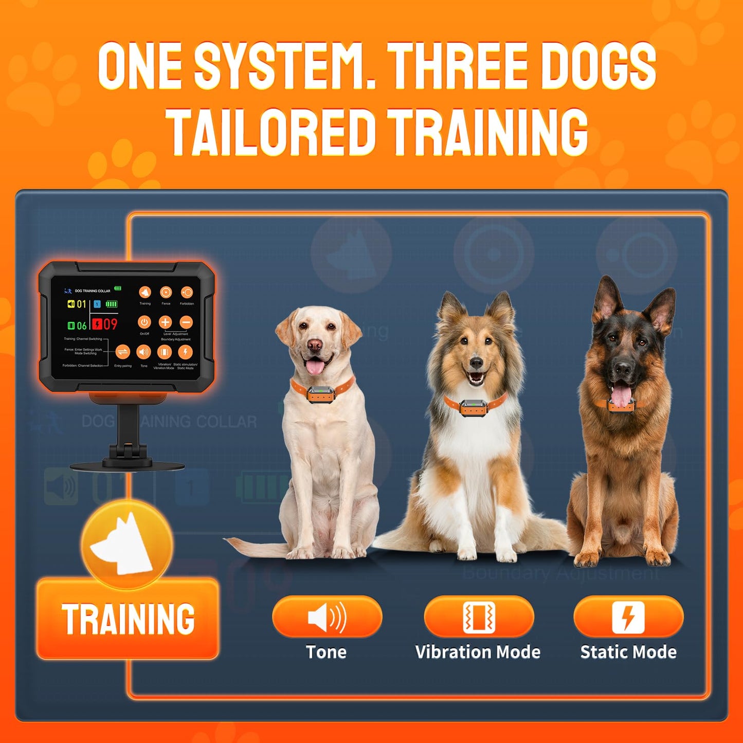 2025 New Model 3-in-1 Wireless Dog Fence System - Radar Dog Fence, Training Collar, No-Go Zones for Large/Medium Dogs | 1-Acre Coverage | Indoor/Outdoor Use | Real-Time Tracking (for 2 Dogs)