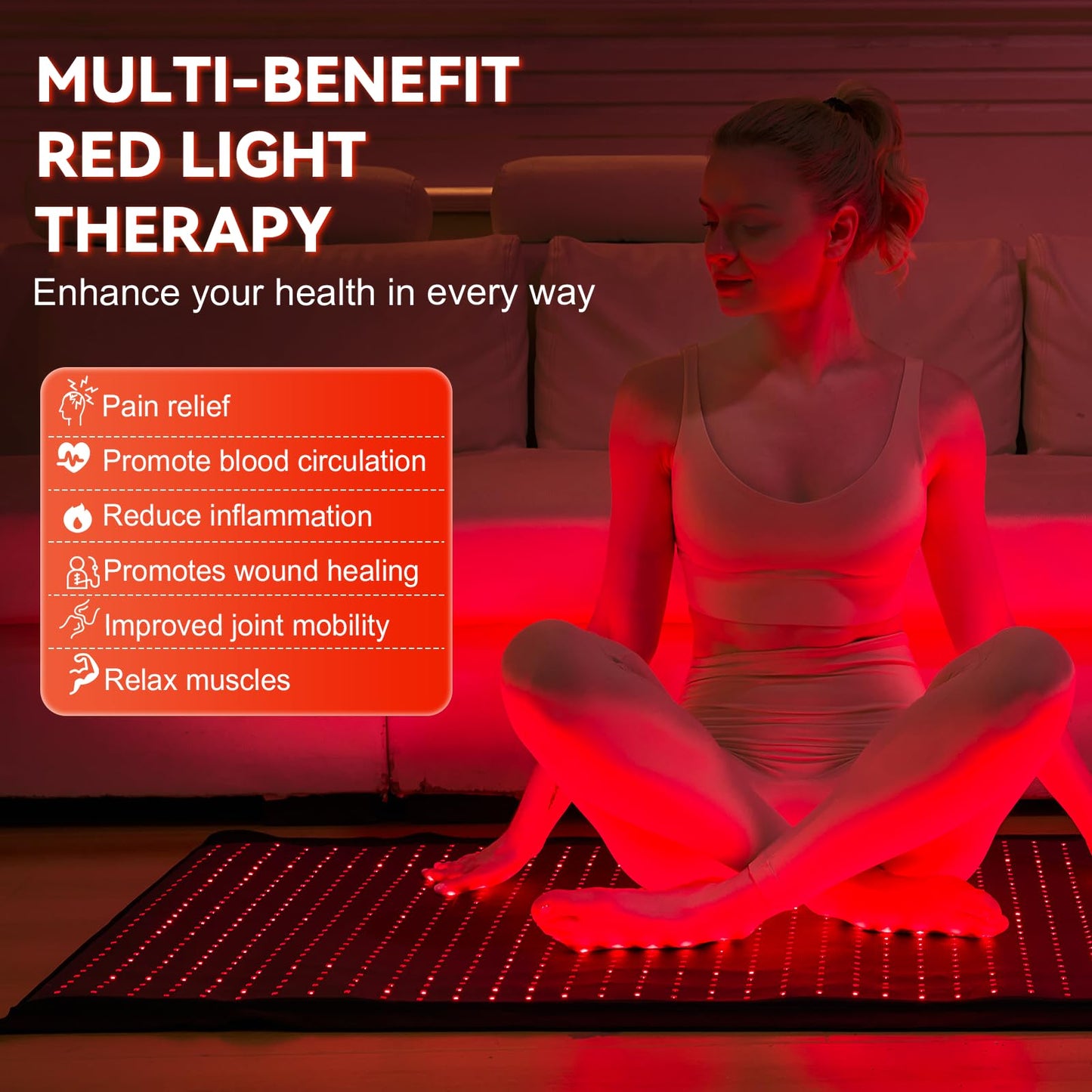 Extra Large Red Light Therapy Mat, High-Density LEDs Full Body Red Light Therapy, 660nm & 850nm Dual Wavelengths, Foldable Red Light Therapy Blanket with Timer, 76.8" x 33.4"