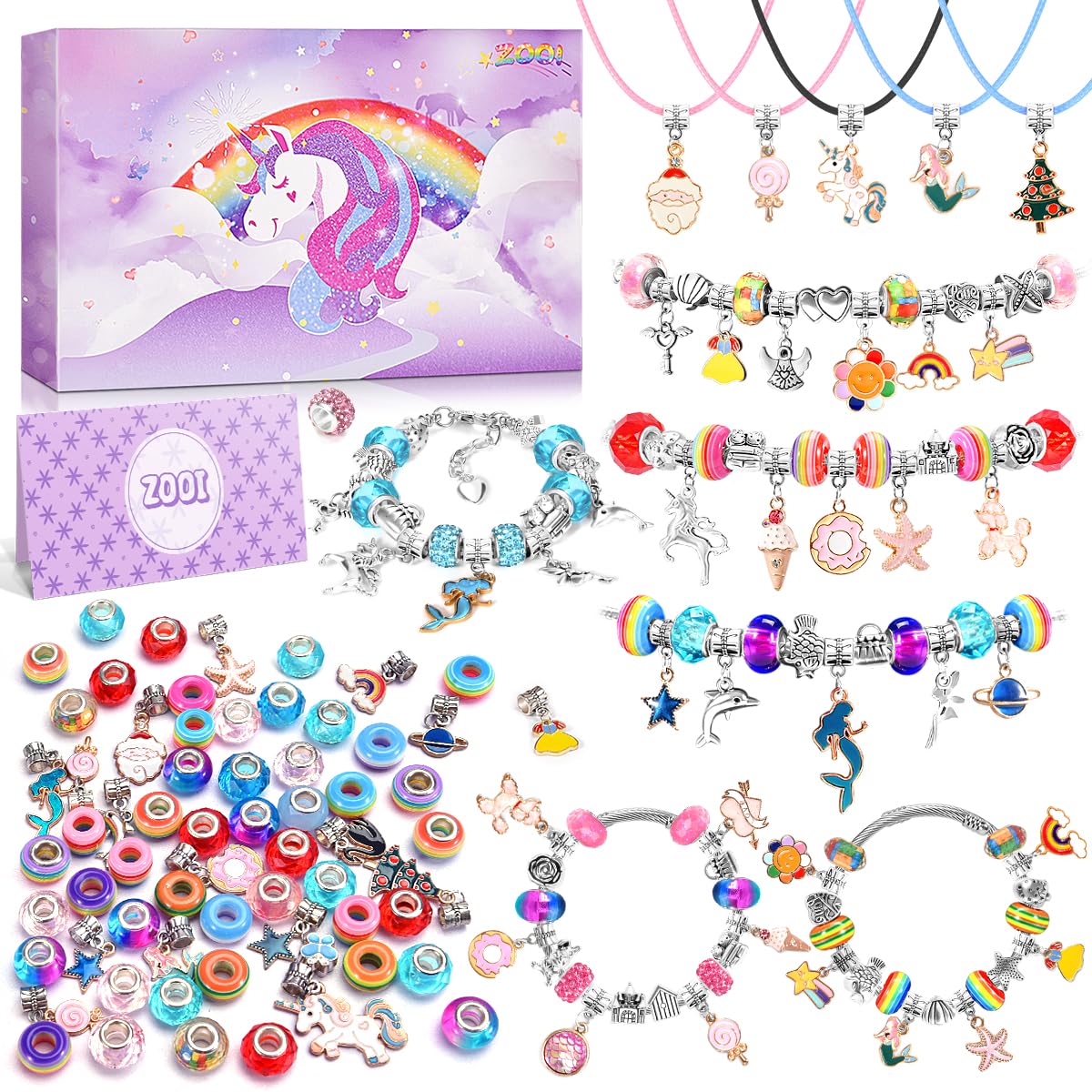 ZOOI Bracelet Making Kit for Girls, Friendship Charm Bracelet Making Kit, Arts and Crafts for Kids Girls Ages 8-12, Girl Toys Age 6-8, Jewelry Making Kit, Crafts Gifts for 6-12 Year Old Girl Purple