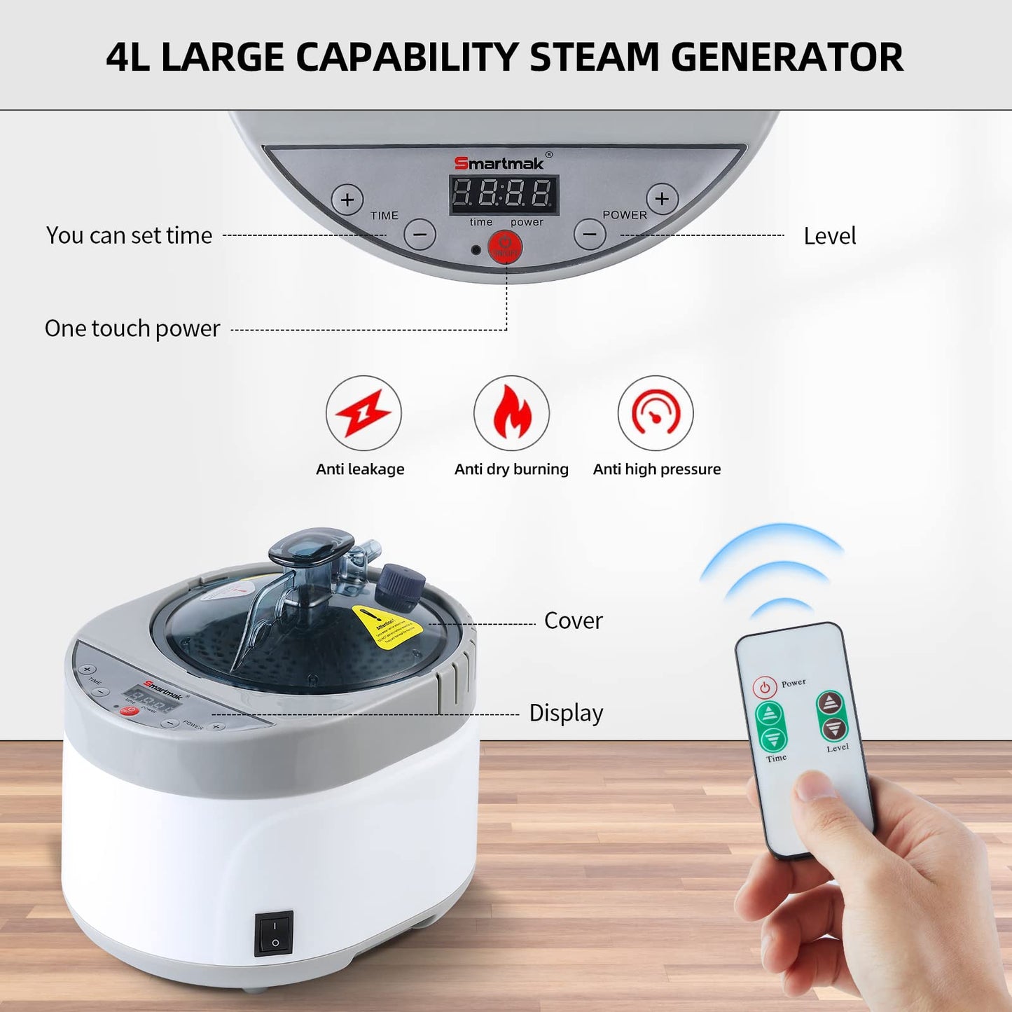 Smartmak Portable Steam Sauna Set, Foldable One Person SPA Tent with 4L Larger Steamer, Chair, Remote Control, Weight Loss&Detox-Black