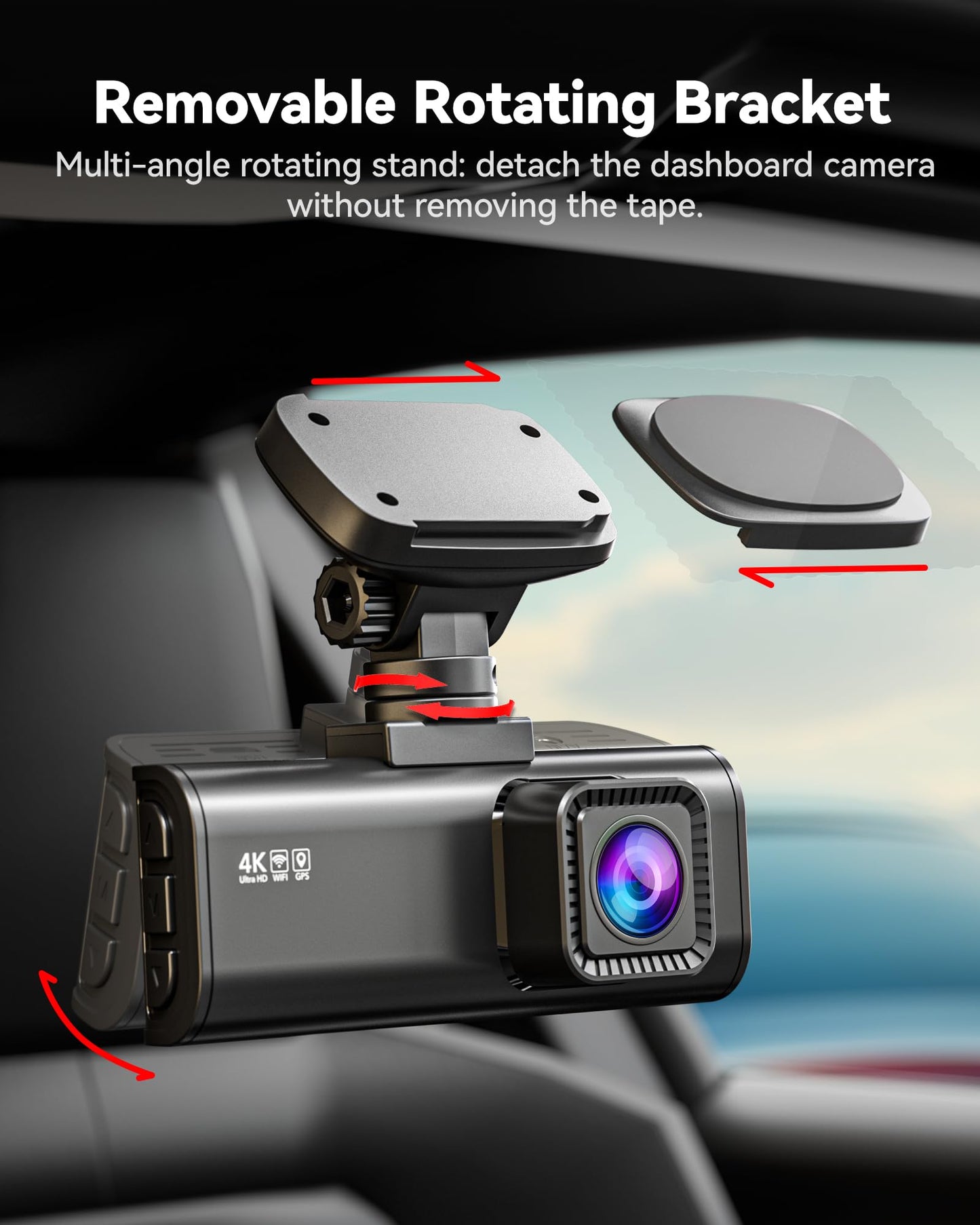 REDTIGER 4K Dash Cam Front and Rear, STARVIS 2 Sensor, 64GB Card Included, 4K/2.5K+1080P Dual Dash Camera for Cars Built-in WiFi GPS, 3.18 Inch IPS Screen, 170° Wide Angle, Parking Monitor (F7N Pro)