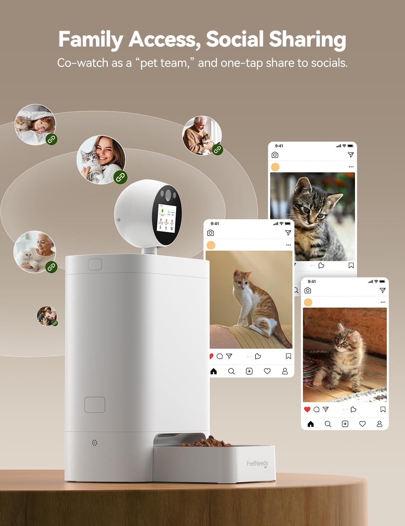 Automatic Cat Feeder with Camera 360°, 2K HD with Night Vision & 2-Way Audio Auto Dog Feeder, 2.4G/5G Smart Pet Feeder with Display & APP, 5.5L Video Recording Timed Food Dispenser for Cats/Dogs