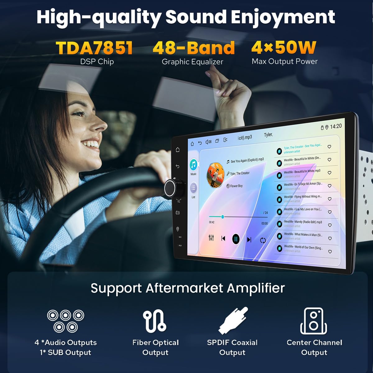 JOYING Double Din Radio 9 Inch Car Stereo with Apple Carplay & Android auto, Android 13 Head Unit 4GB+64GB with Mirror Link, AM/FM, Bluetooth, SWC, GPS(JY-UTD07N4)