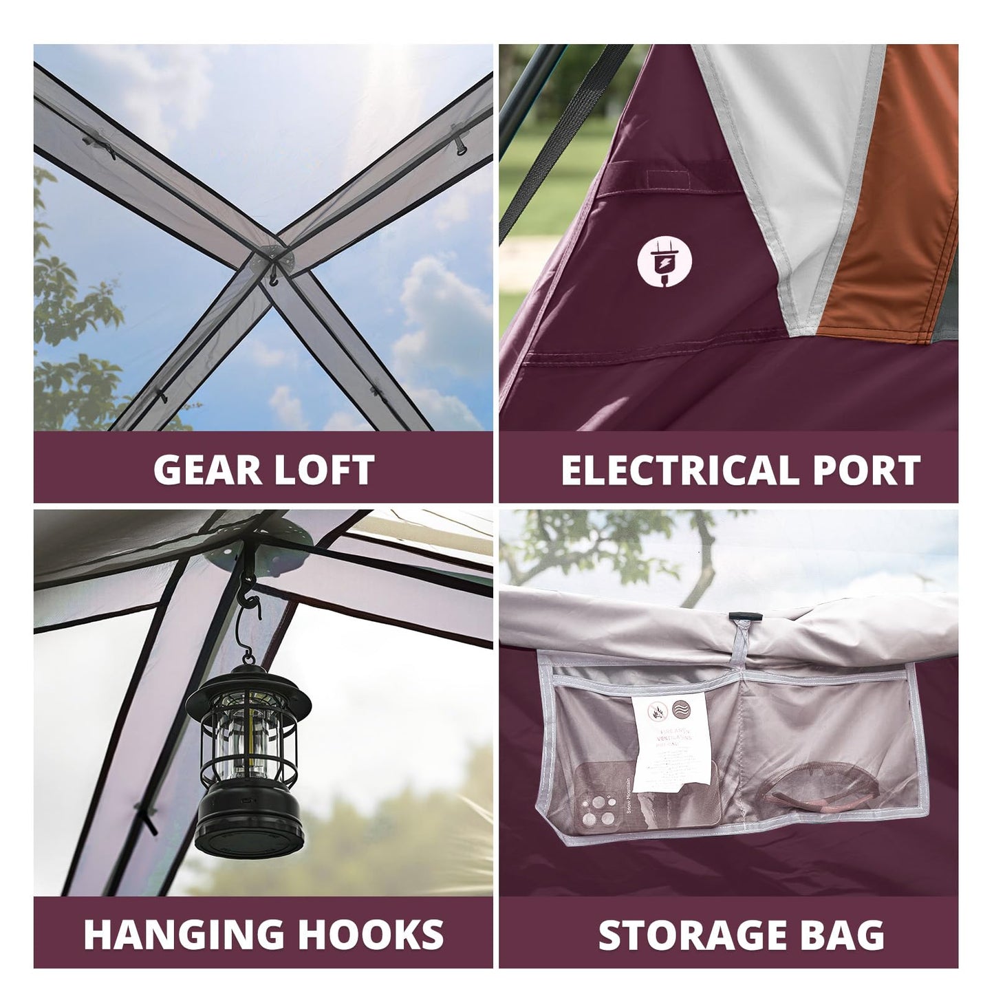 Camping Tents 4/6 Person Pop Up Instant Tent - Setup in 60s for Family Camping, Windproof Design, Family Cabin Tent with Rainfly & Backpack Carry Bag