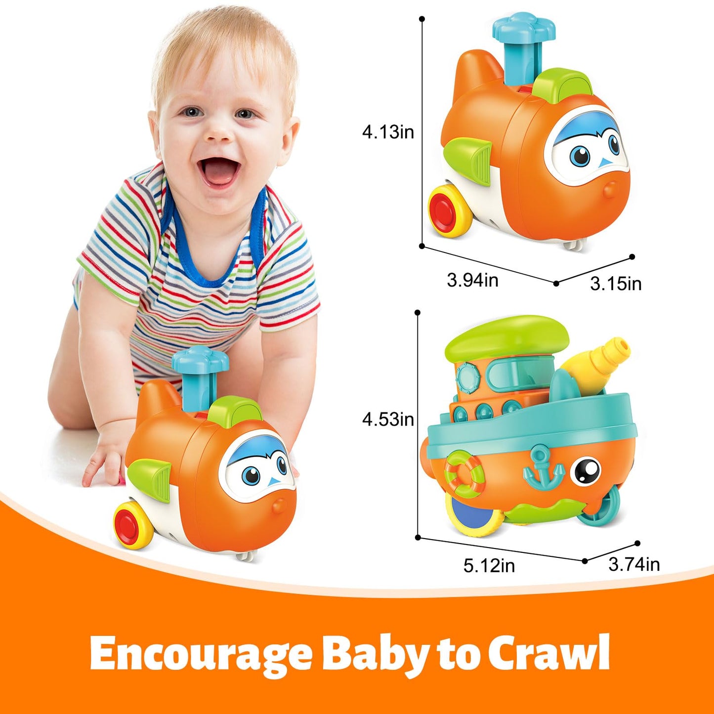 Toddler Toys for 1 Year Old Boy, Press to Go Car Toys for Toddlers 1-3, Learning Baby toy 6-9-12-18 Months Infant Push Go Play Vehicle Set, Baby Girls Boys Christmas First Birthday Gifts for Ages 1-2