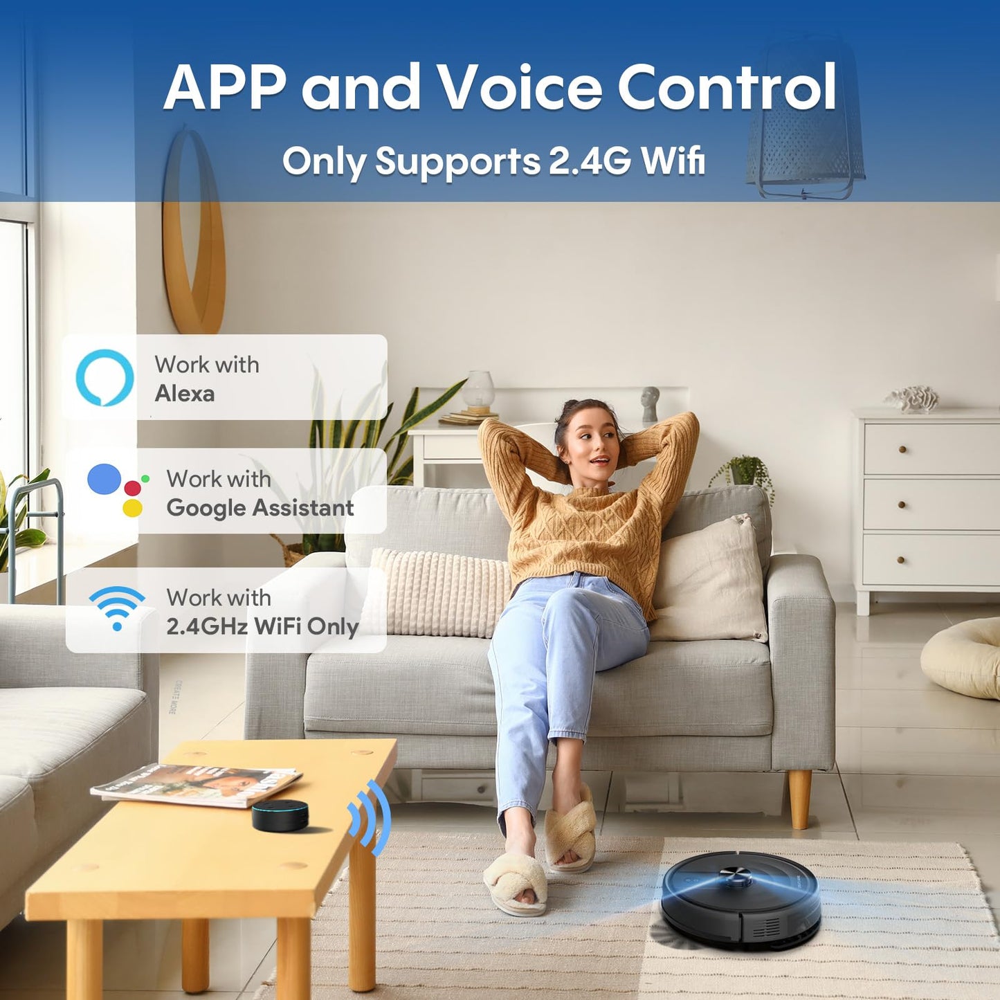 eitton Robot Vacuum and Mop with LiDAR Navigation, 5000Pa Robotic Vacuums with Mapping, Automatic Self-Recharging, 2.4G WiFi/App/Alexa/Remote Control for Pet Hair,Hard Floor,Carpet