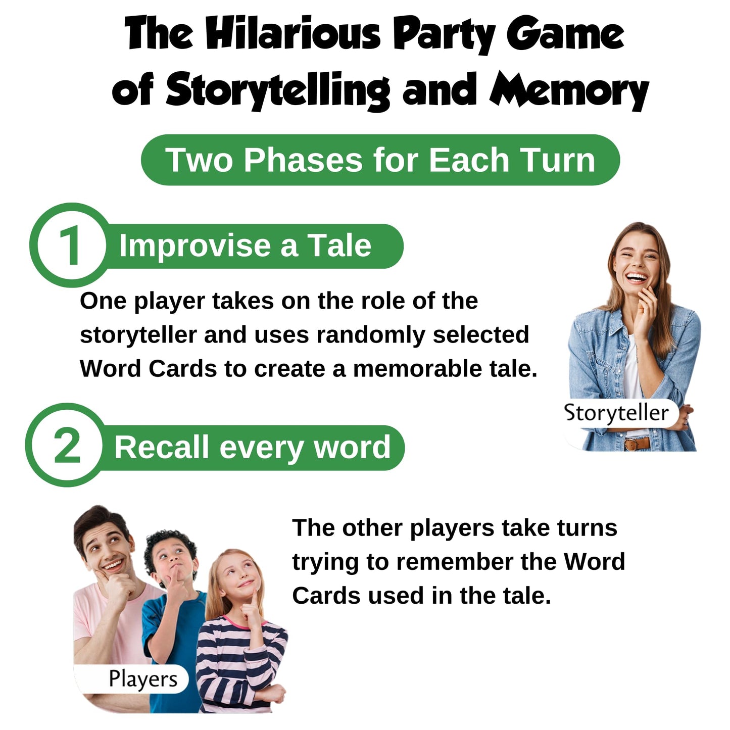 TaleOrMem - Award-Winning Storytelling Cards, Fun Family Card Games, Improv Games for Kids & Adults, with 180 Story Telling Cards & 60 Story Starters. Boosts creativity, a party game for 3-8 Players