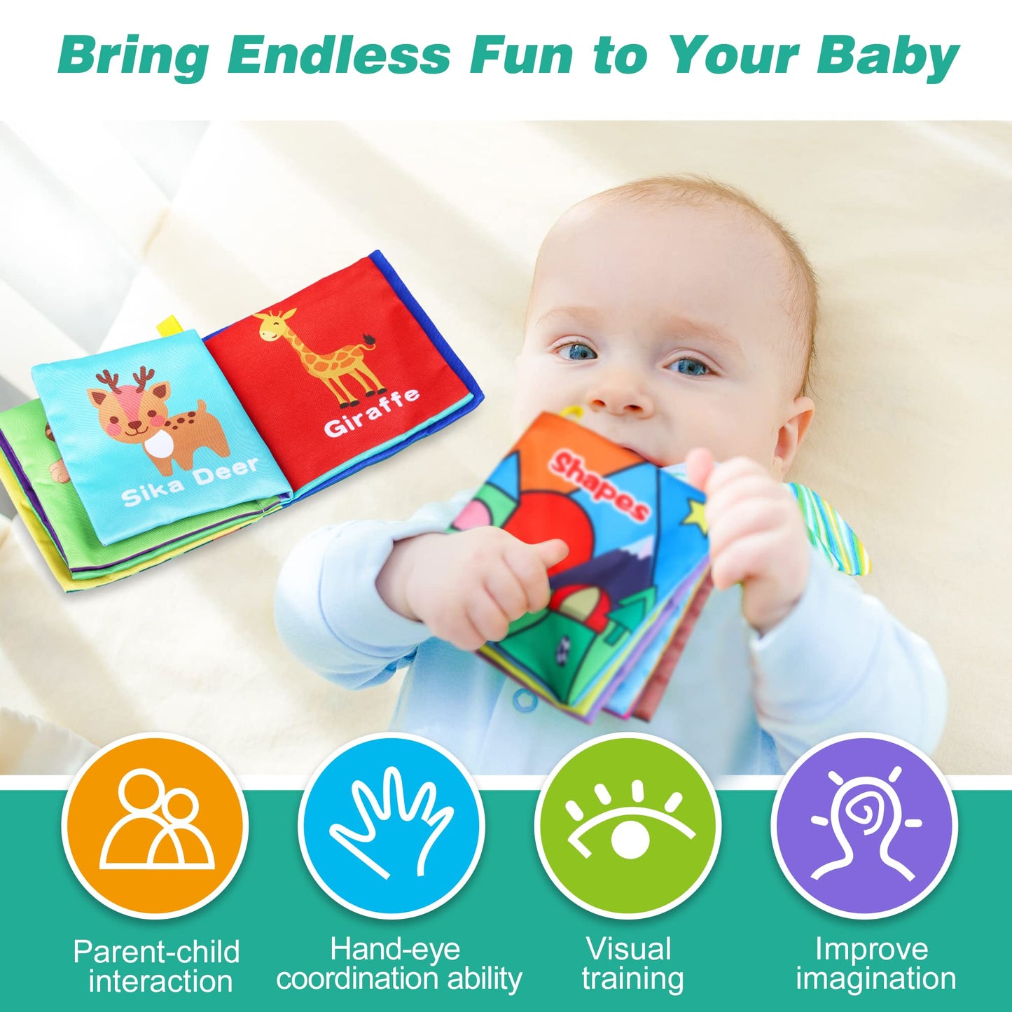 Baby Bath Books, Fabric Soft Baby Cloth Books, Early Education Toys, Waterproof Babies Book for Toddler, Newborn, Infants Perfect Shower Toys, Kids Bath Toys Toddler Gift (12PCS)