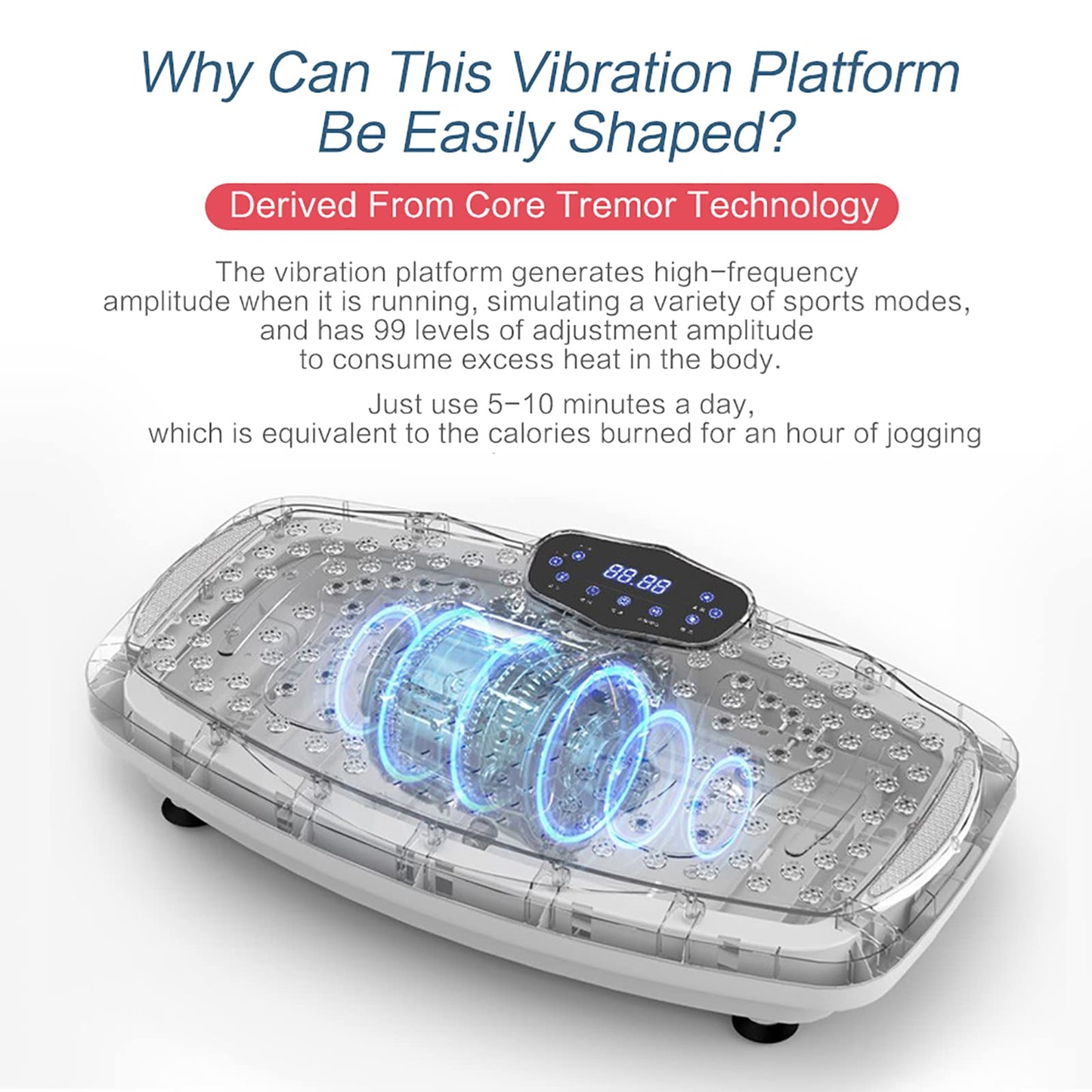 NIMTO Vibration Plate Exercise Machine Whole Body Workout Vibration Fitness Platform for Home Fitness & Weight Loss + BT + Remote, 99 Levels (Black)
